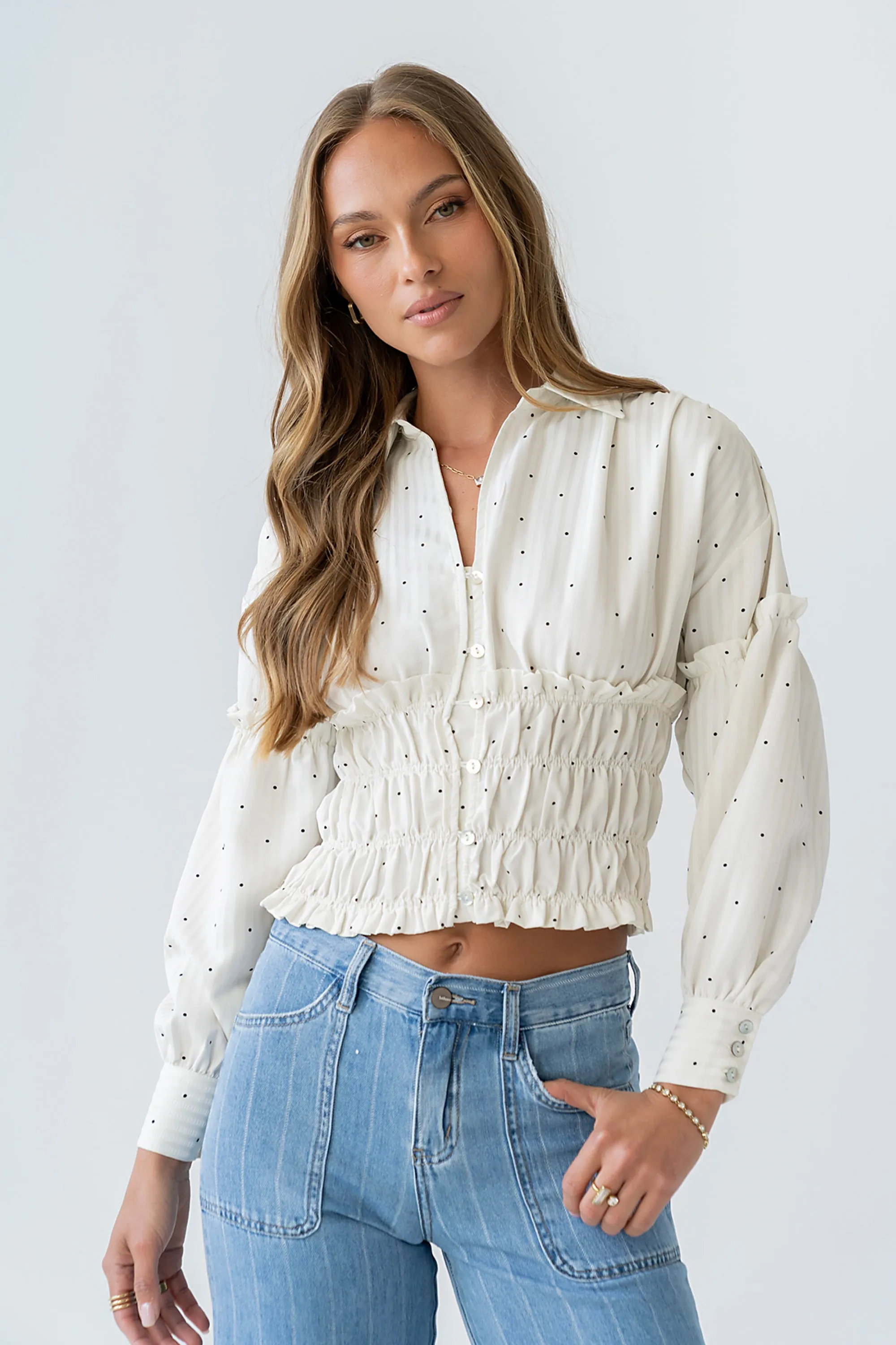 Marta Polka Dot Blouse sold by bohme
