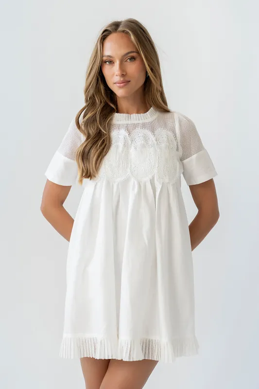 Russel Mesh Mini Dress in Off White made by bohme