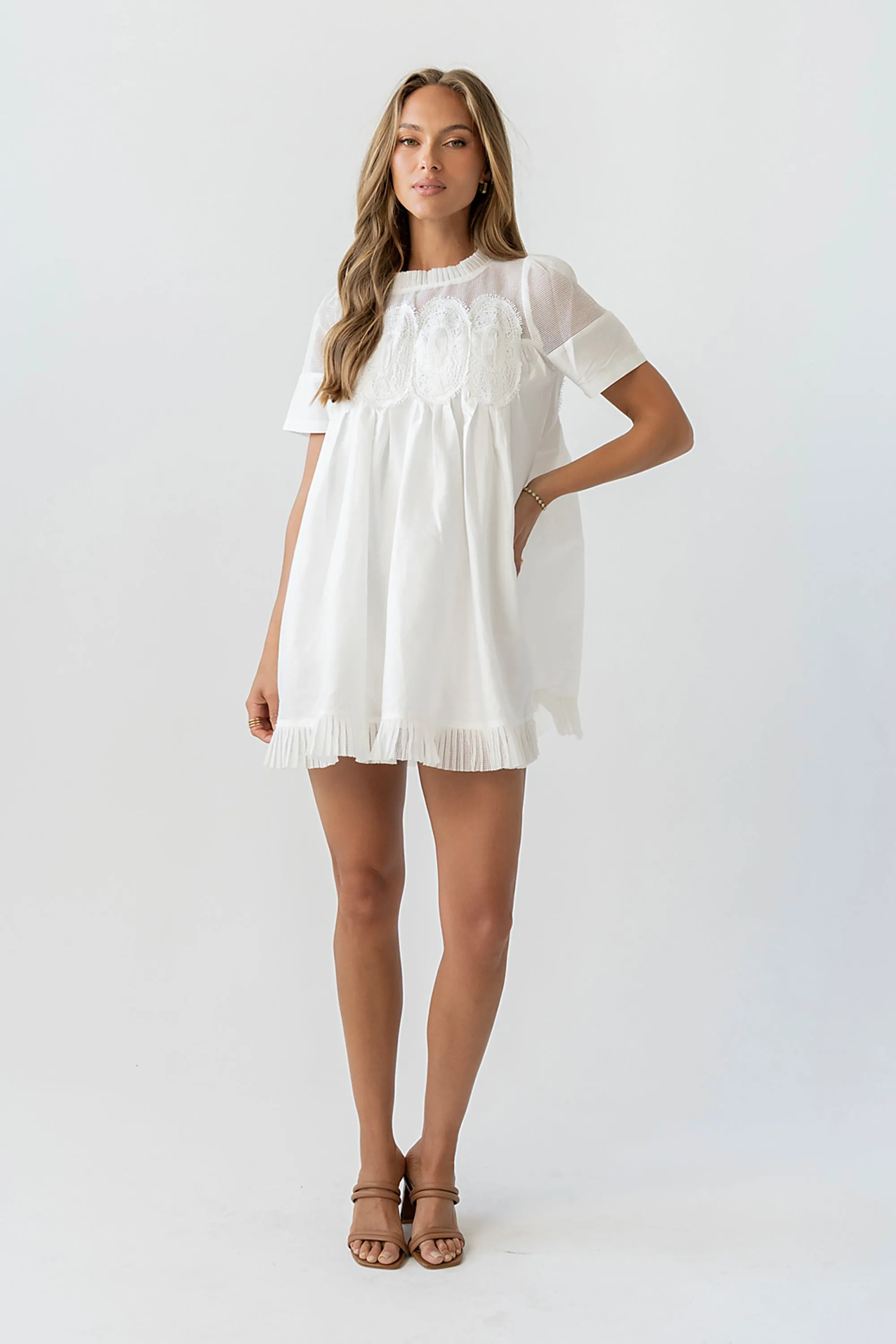 Russel Mesh Mini Dress in Off White sold by bohme product image thumbnail 2