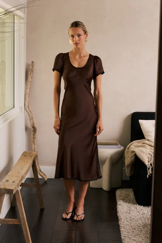 Austia Midi Dress in Brown made by bohme