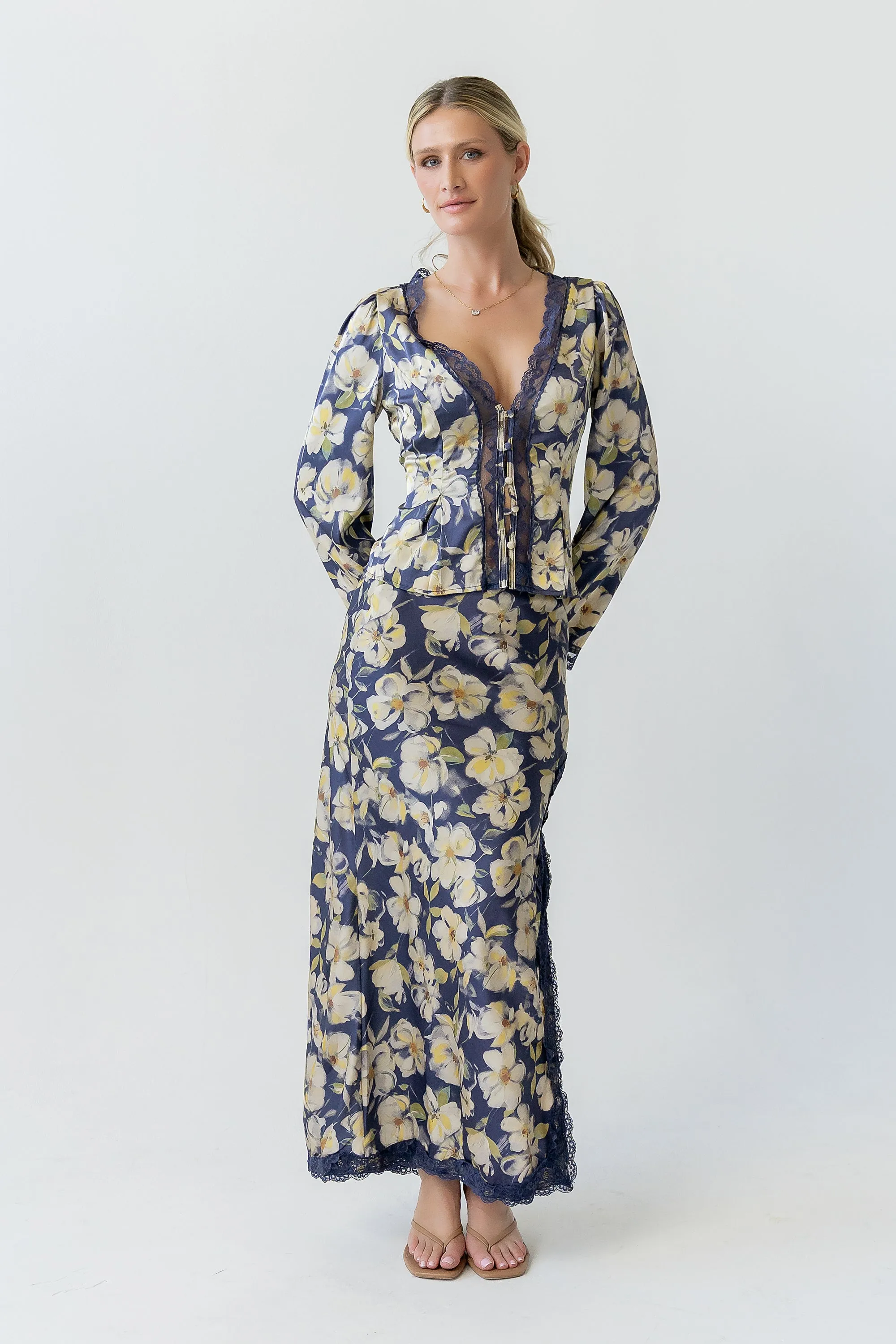 Kirsty Floral Satin Top - FINAL SALE sold by bohme product image thumbnail 4