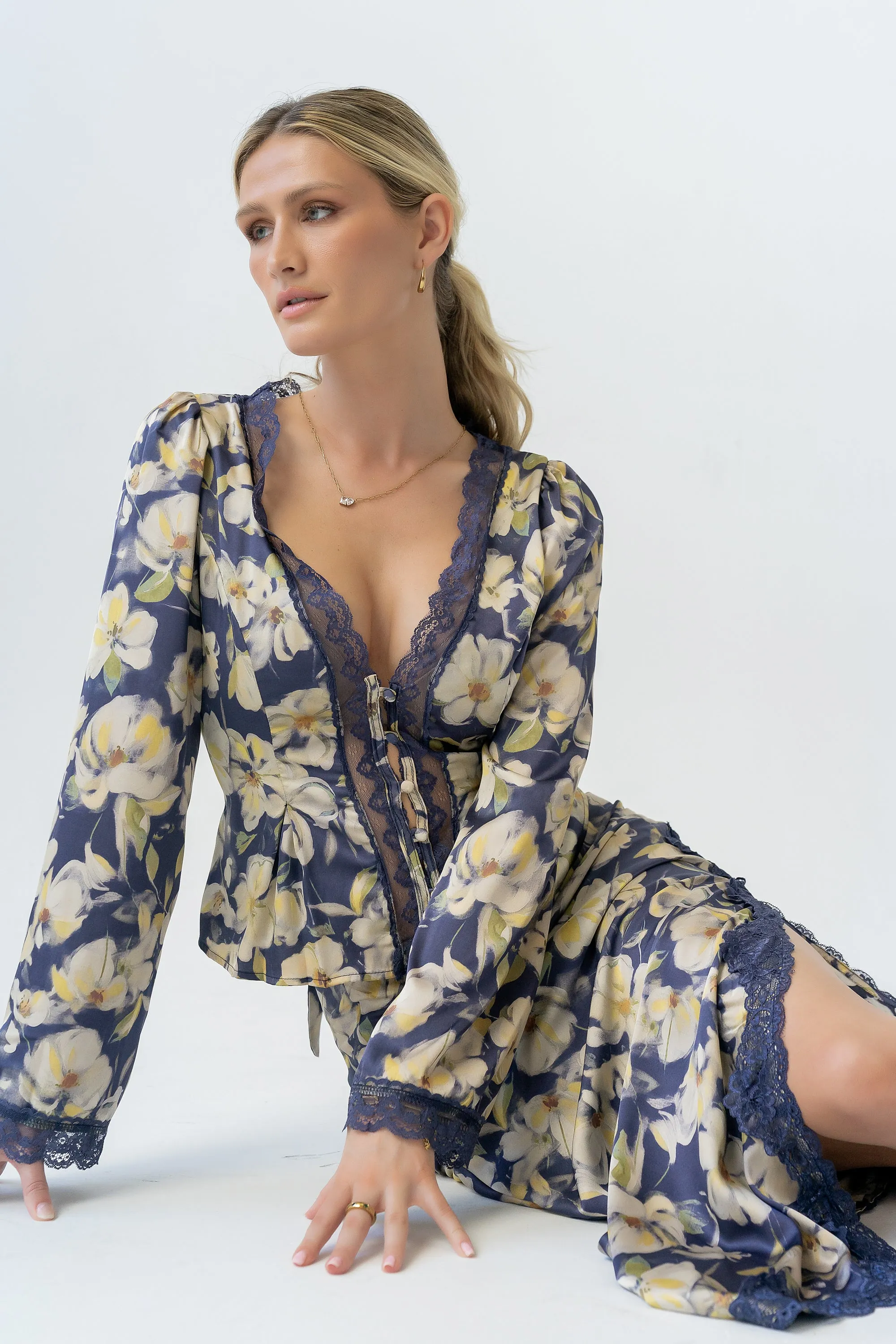 Kirsty Floral Satin Top - FINAL SALE sold by bohme product image thumbnail 2
