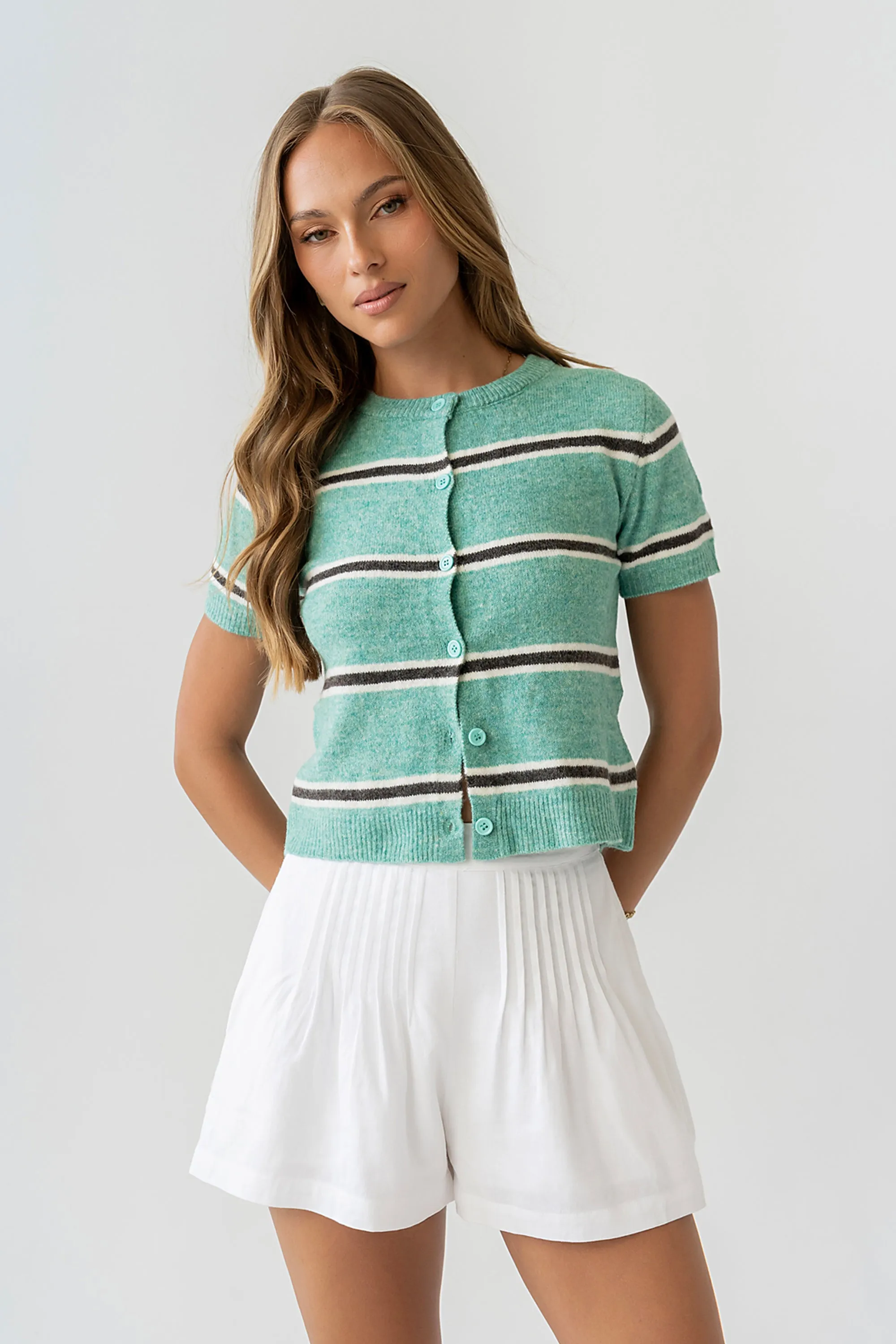 Jenny Pleated Shorts in Ivory sold by bohme