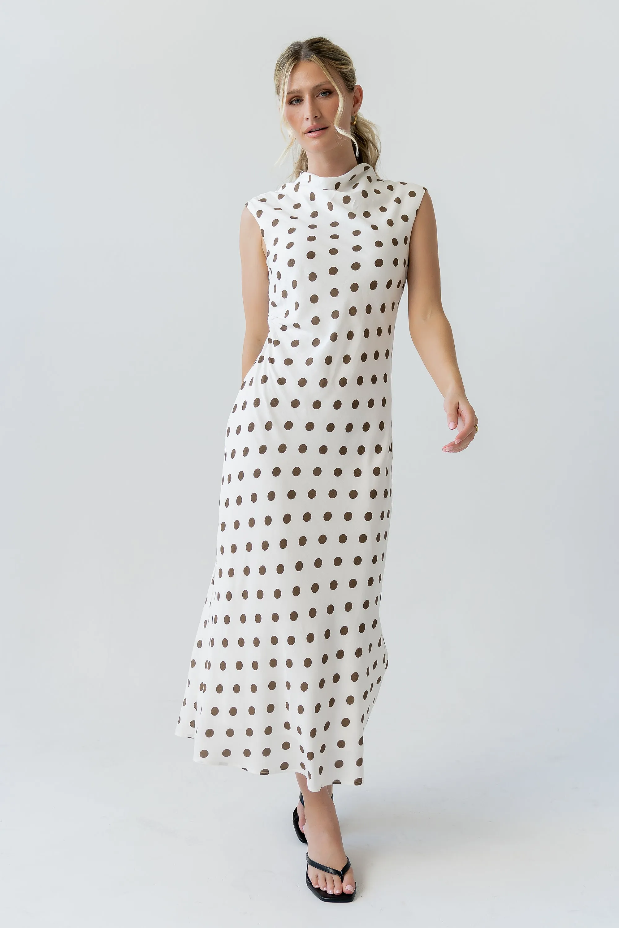 Tiffany Polka Dot Mock Neck Midi Dress sold by bohme product image thumbnail 4