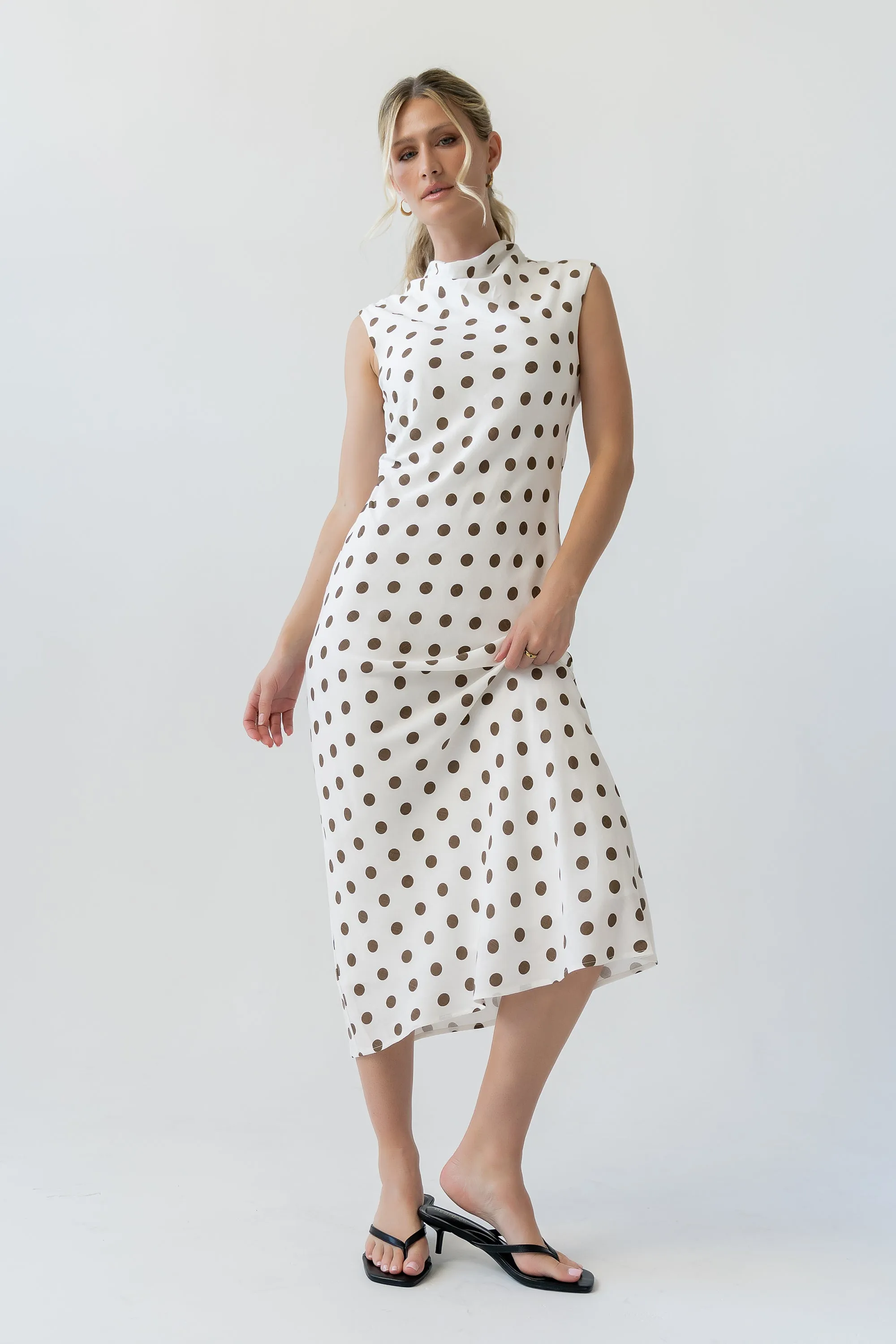 Tiffany Polka Dot Mock Neck Midi Dress sold by bohme product image thumbnail 5