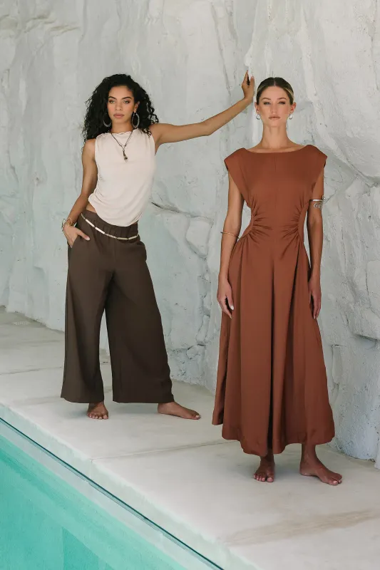 Nora Midi Dress in Terracotta made by bohme