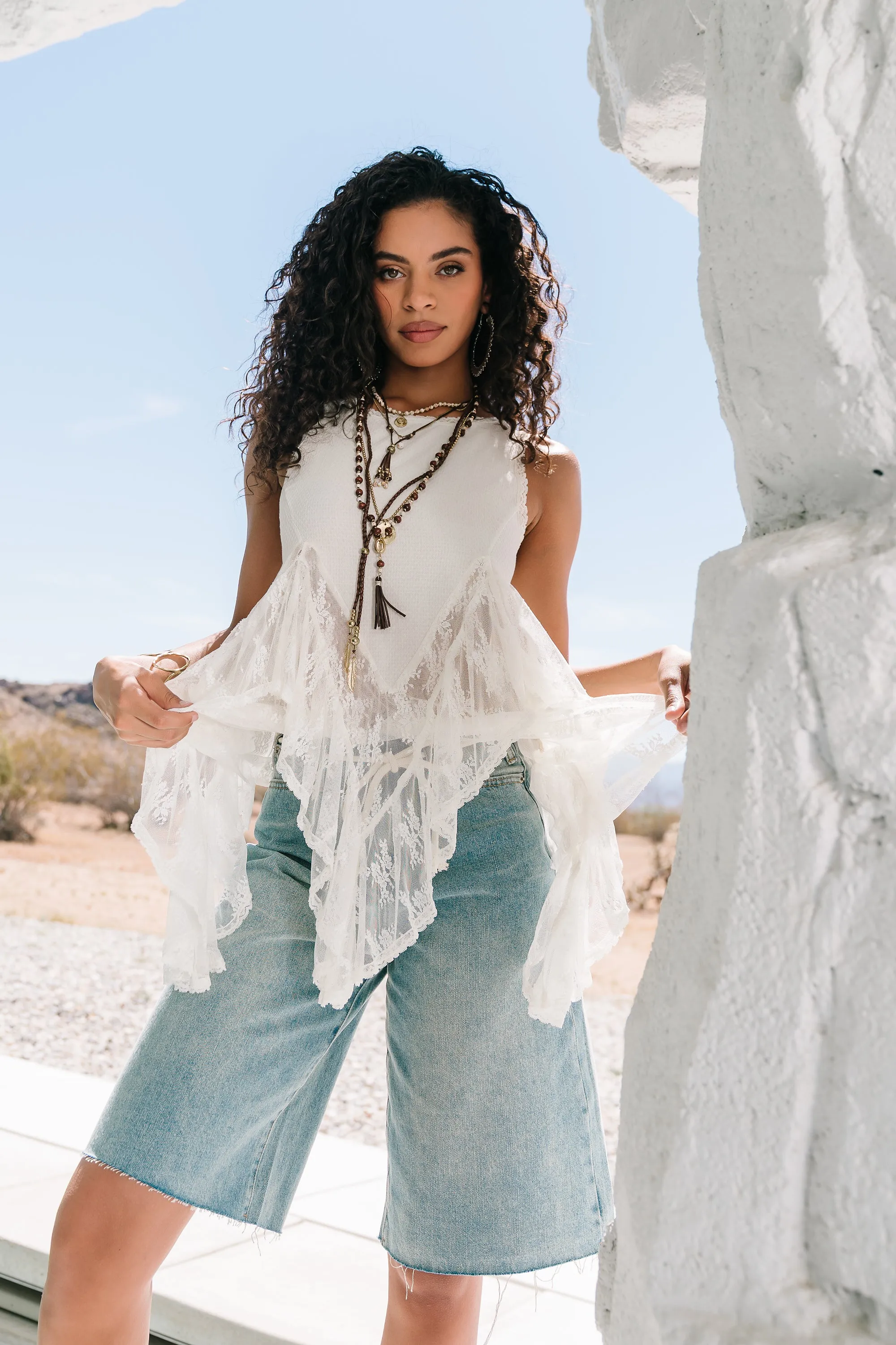 Mariana Lace Tank Top in Ivory sold by bohme product image thumbnail 3