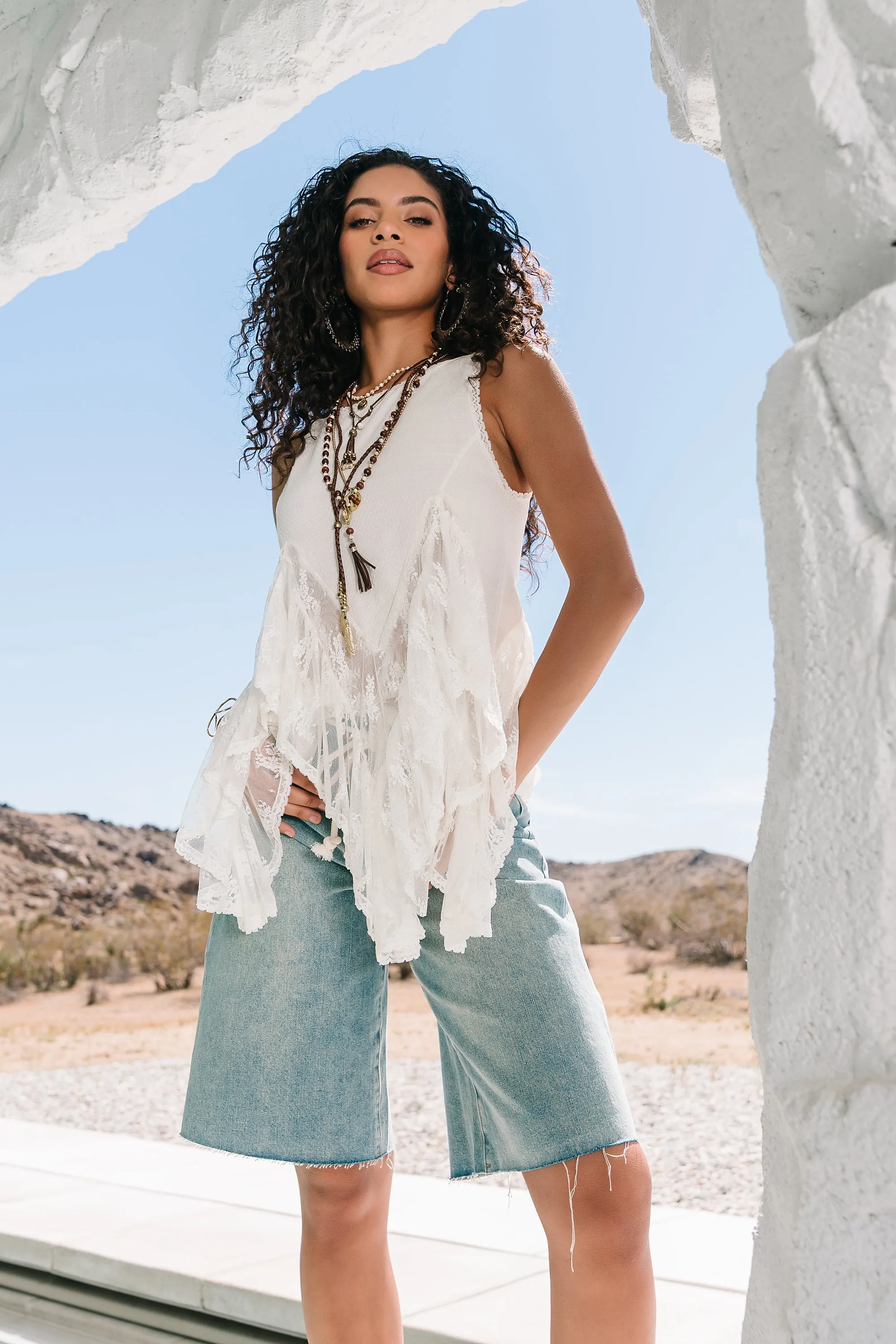 Mariana Lace Tank Top in Ivory sold by bohme product image thumbnail 4