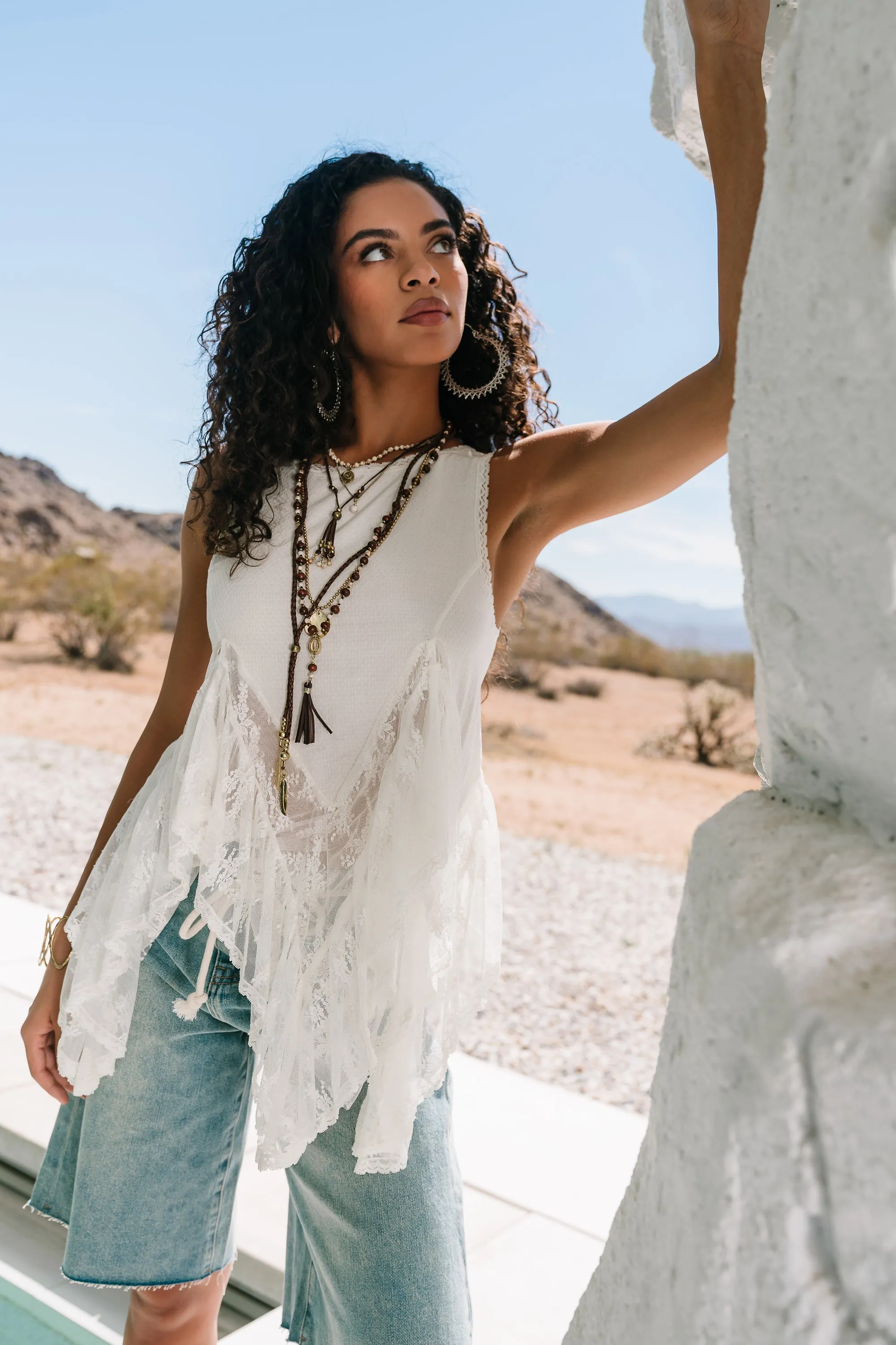 Mariana Lace Tank Top in Ivory sold by bohme product image thumbnail 2