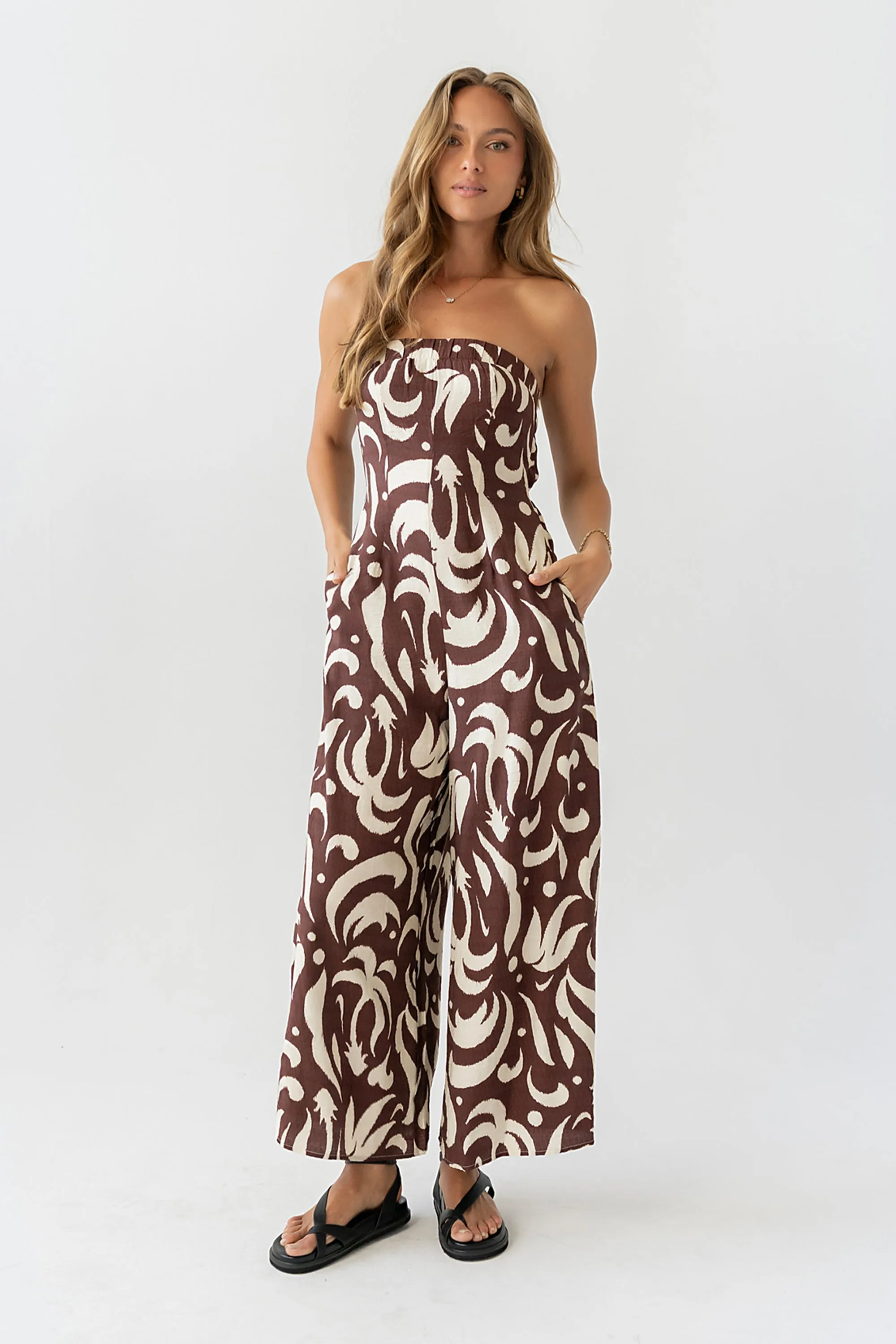 Anya Sleeveless Abstract Jumpsuit sold by bohme product image thumbnail 4