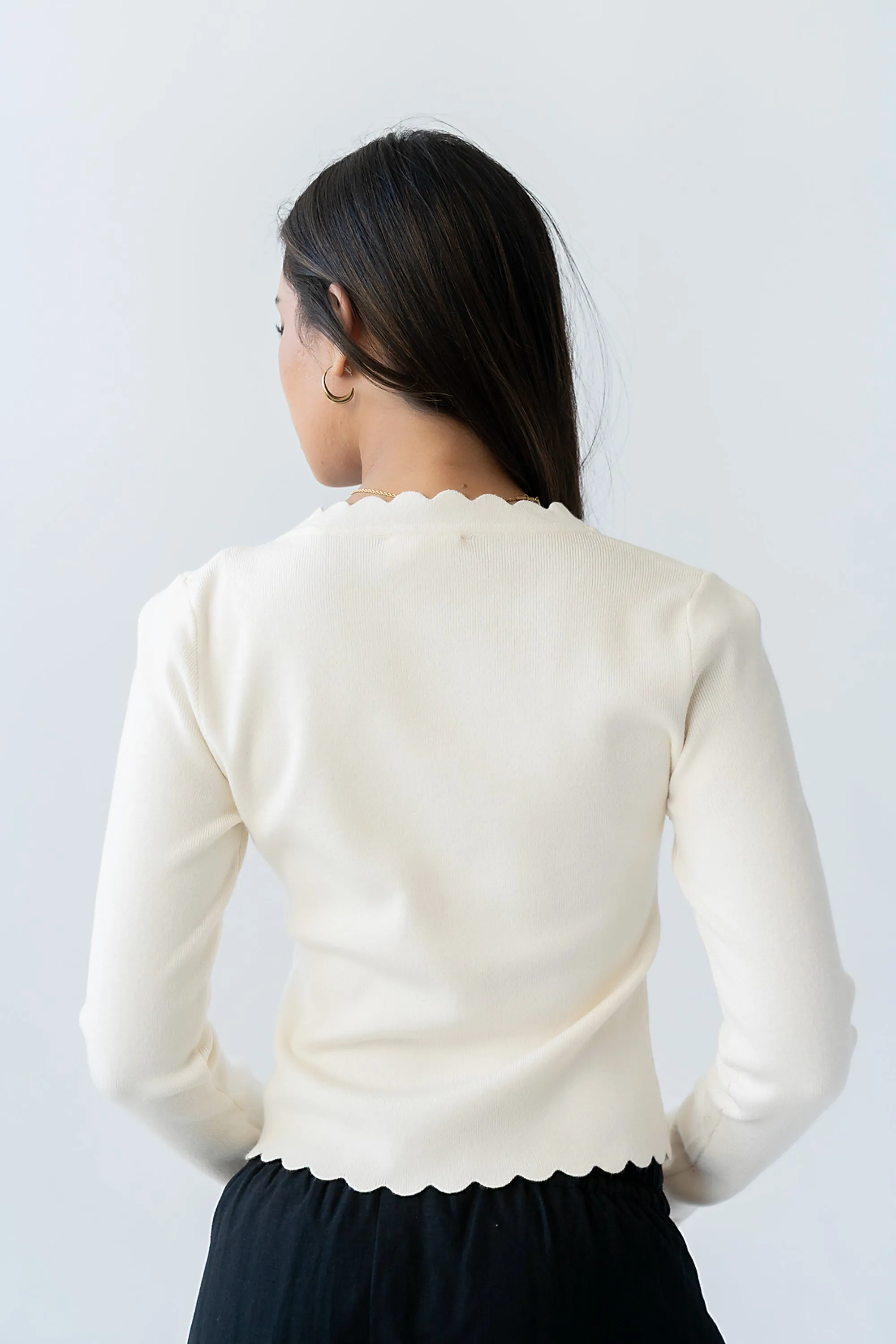 Suzy Scalloped Sweater in Ivory sold by bohme product image thumbnail 4