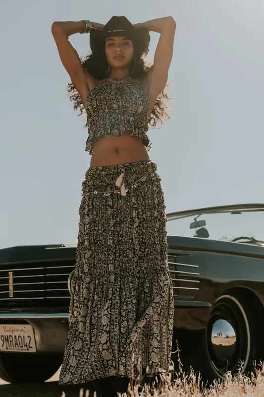 Aailyah Smocked Maxi Skirt made by bohme