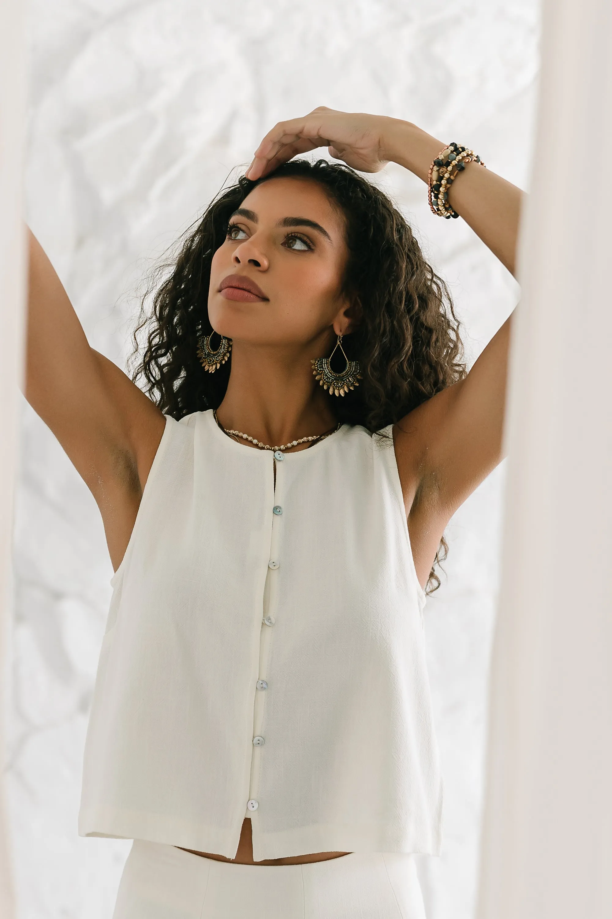 Ray Cropped Button Down Tank - FINAL SALE sold by bohme product image thumbnail 4