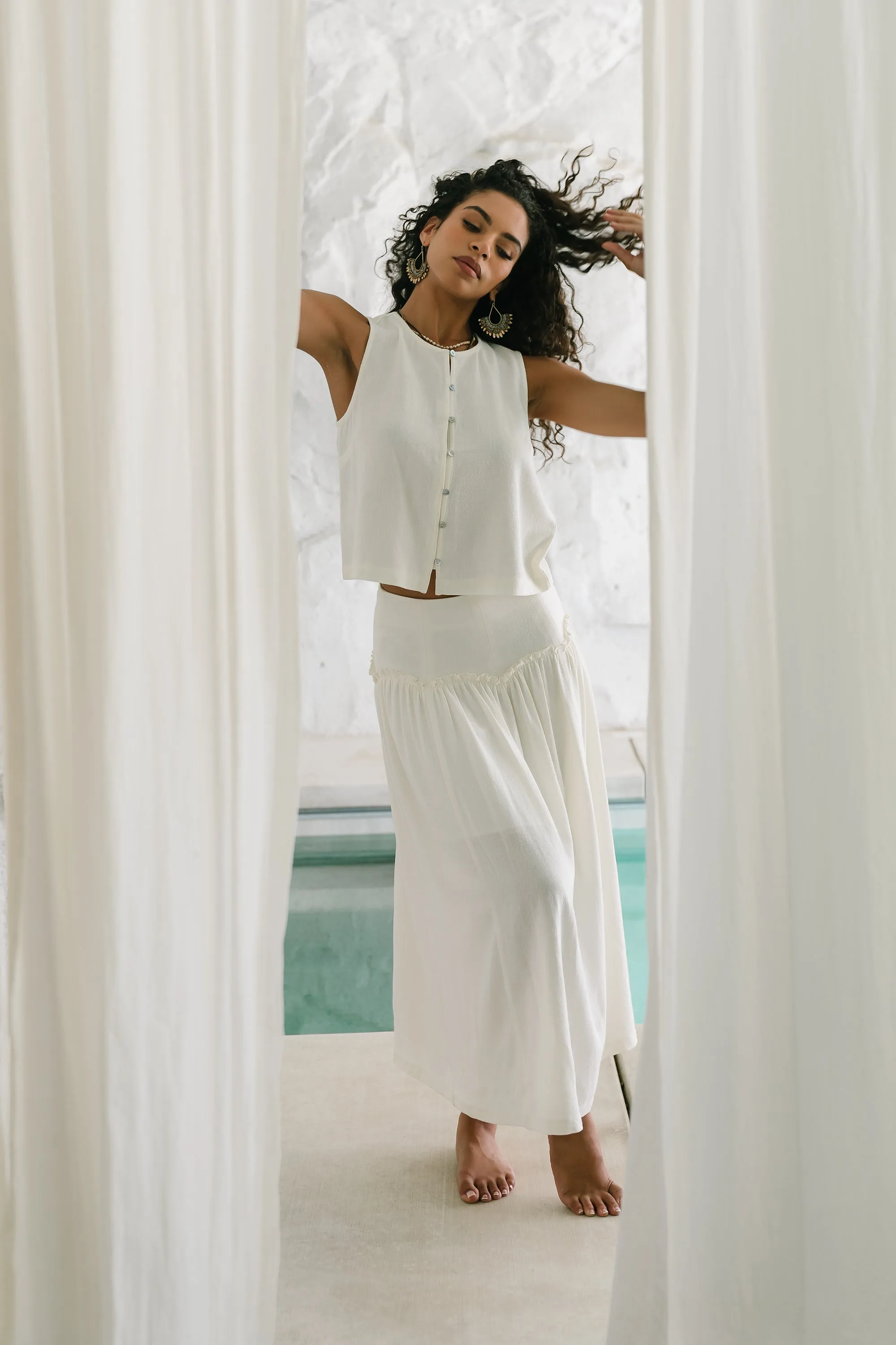 Ray Cropped Button Down Tank - FINAL SALE sold by bohme product image thumbnail 3