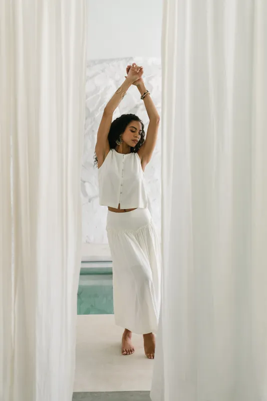 Ray Cropped Button Down Tank made by bohme