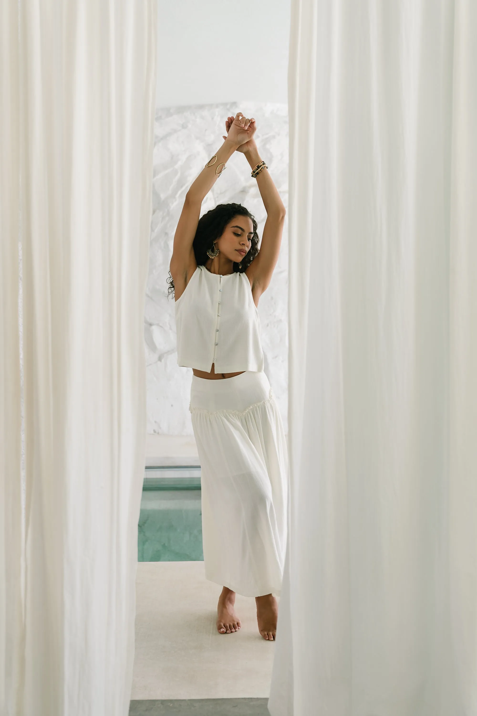 Ray Cropped Button Down Tank - FINAL SALE sold by bohme