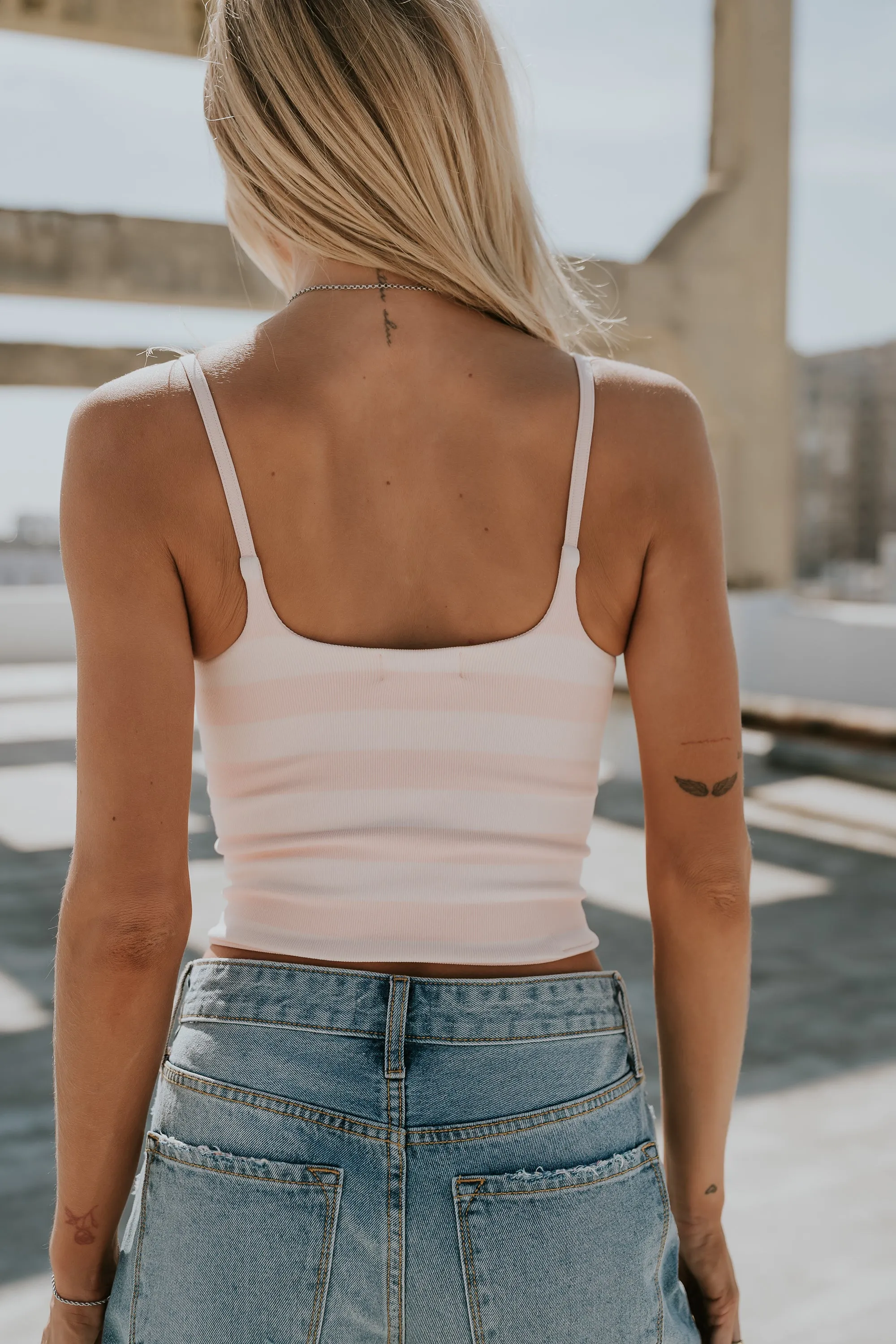 Taisley Striped Cropped Tank in Pink sold by bohme product image thumbnail 4