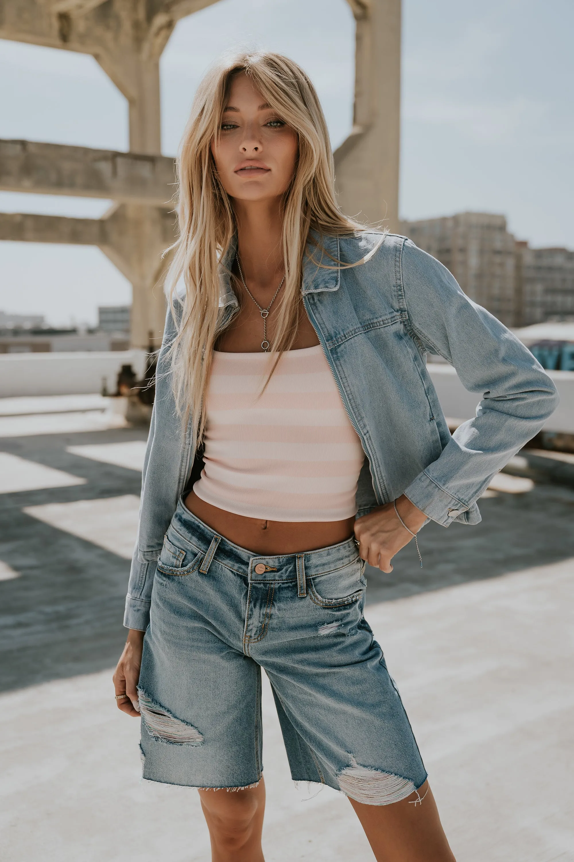 Taisley Striped Cropped Tank in Pink sold by bohme product image thumbnail 2