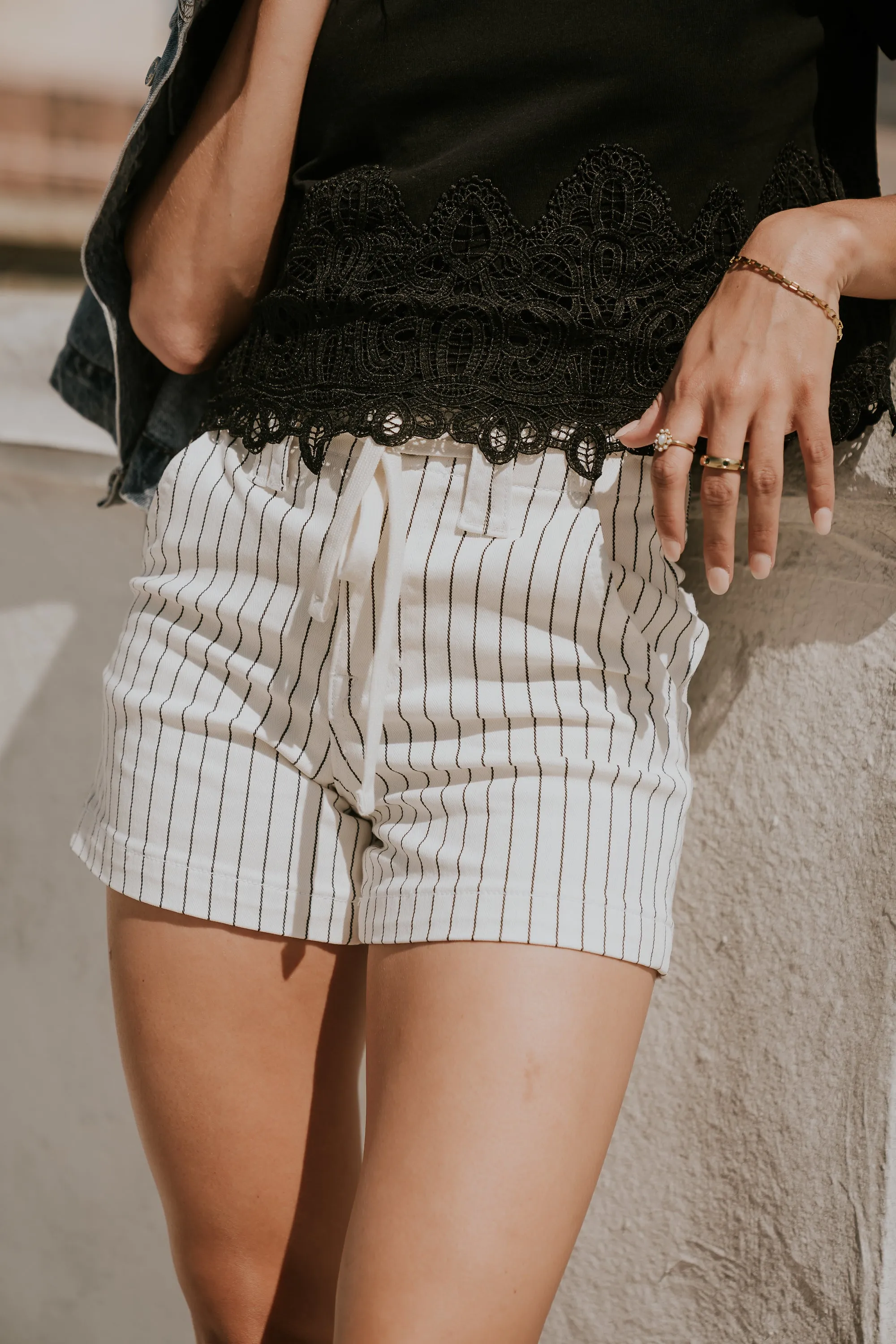 Beckie Striped Denim Shorts in Ivory sold by bohme product image thumbnail 2