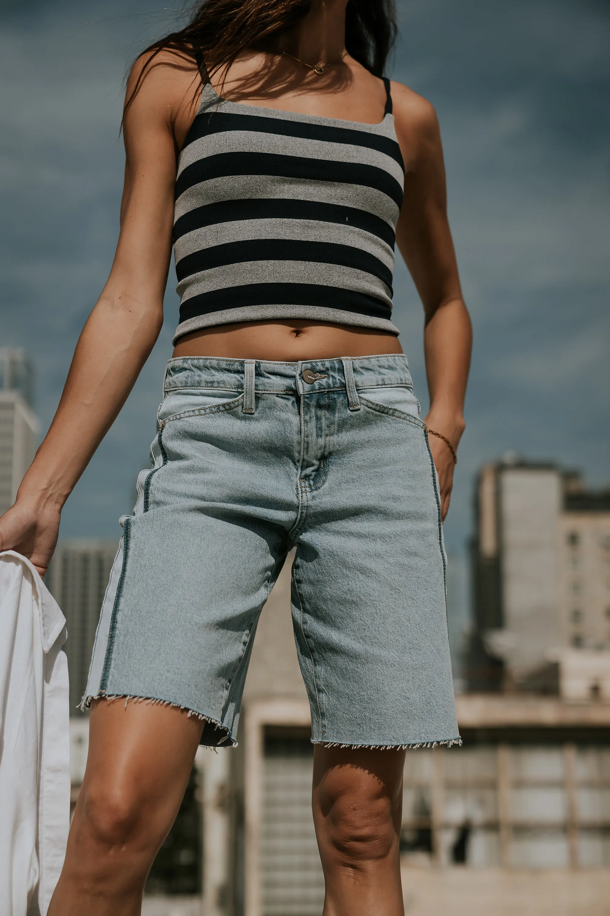 Taisley Striped Cropped Tank in Navy sold by bohme product image thumbnail 5