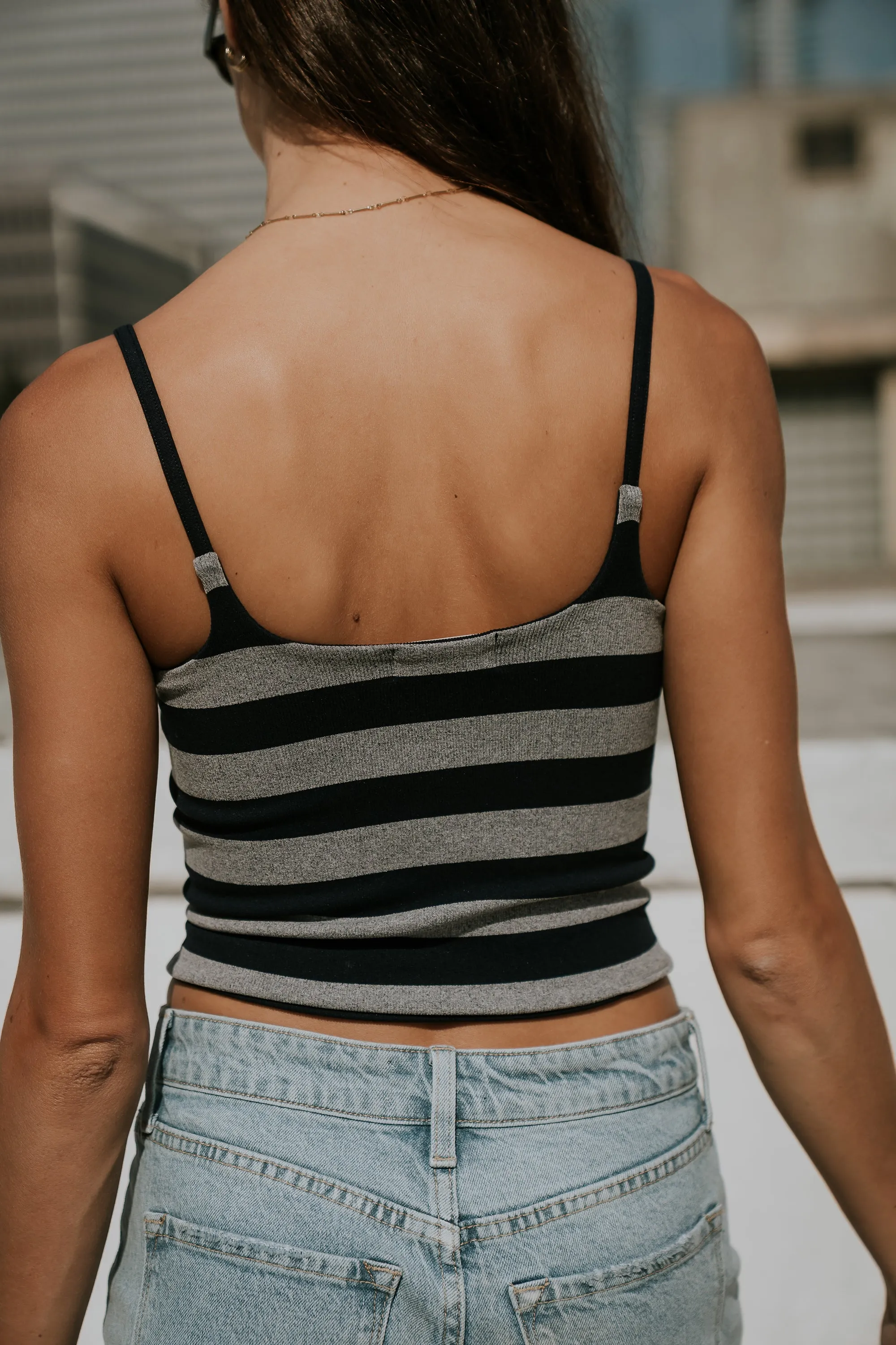 Taisley Striped Cropped Tank in Navy sold by bohme product image thumbnail 3