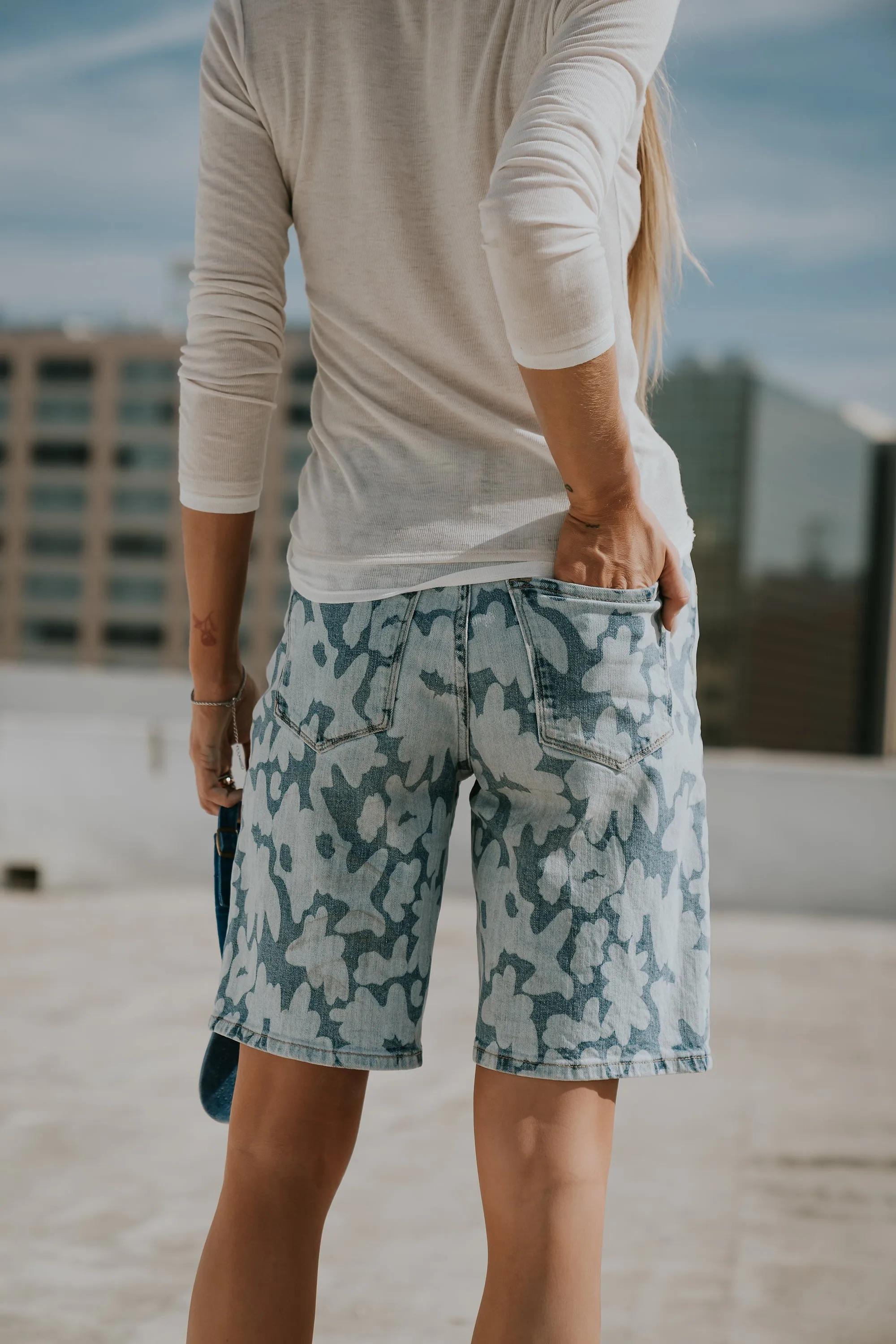 Declan Floral Bermuda Denim Shorts sold by bohme product image thumbnail 4