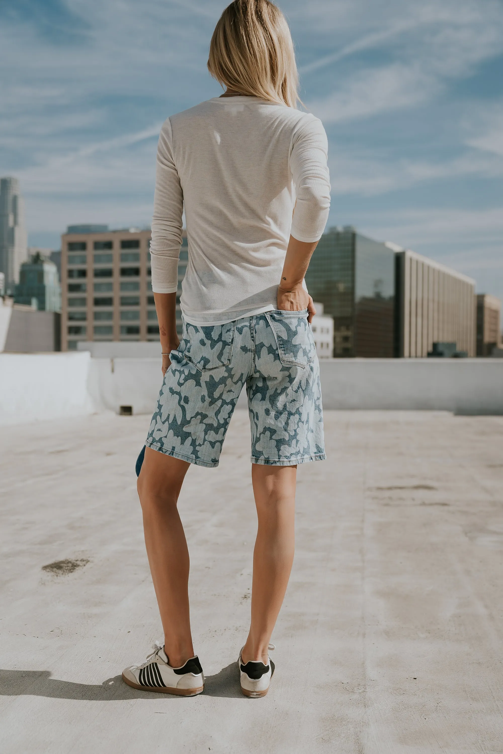 Declan Floral Bermuda Denim Shorts sold by bohme product image thumbnail 5