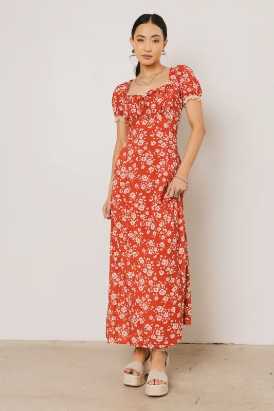Camden Floral Maxi Dress in Rust made by bohme