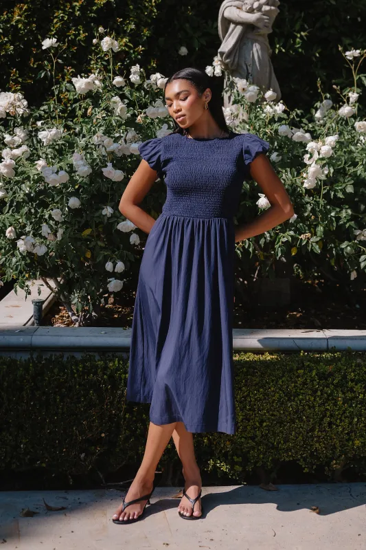 Harshell Smocked Midi Dress made by bohme