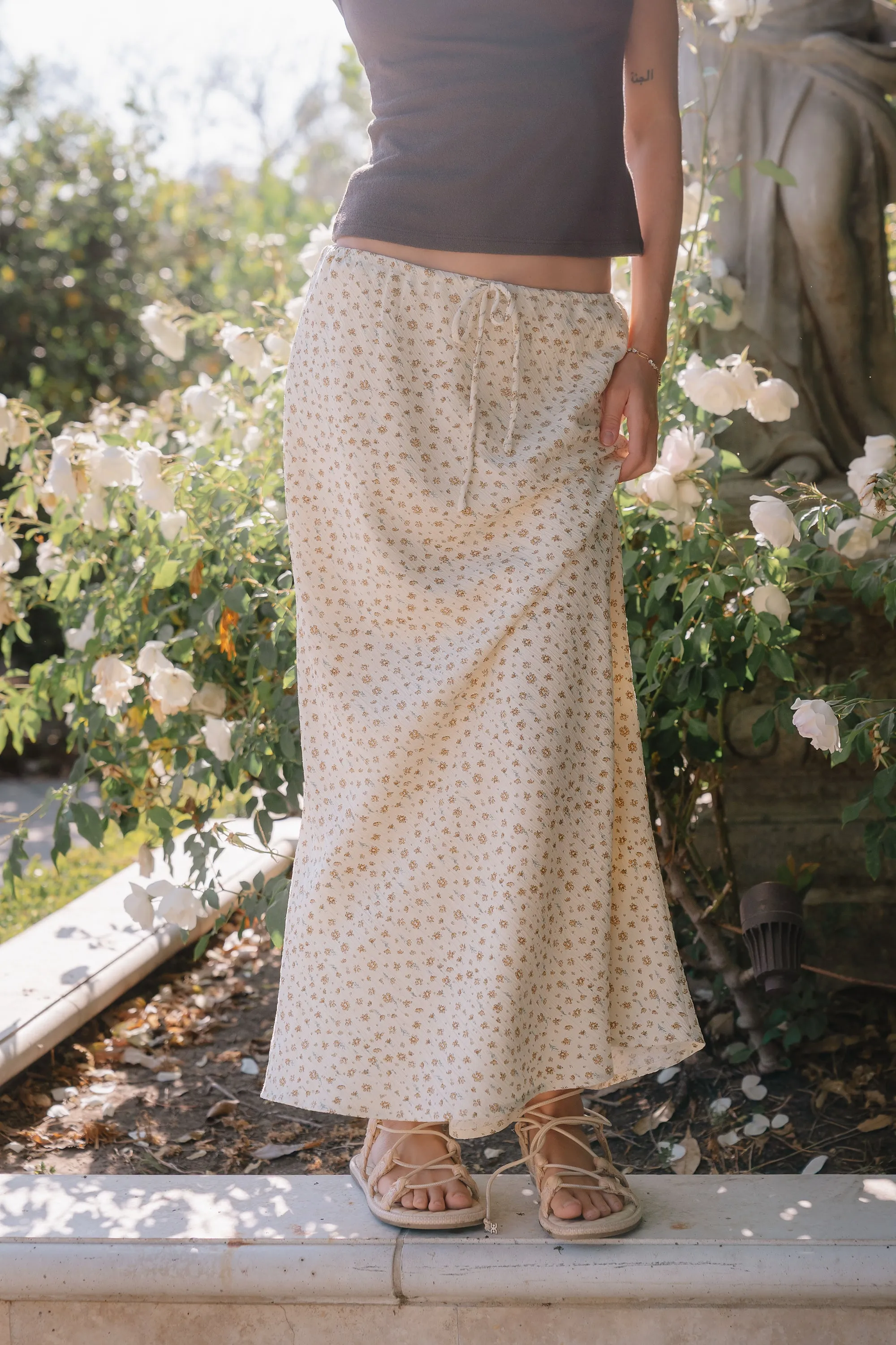 Moxie Floral Maxi Skirt in Butter Yellow sold by bohme product image thumbnail 4