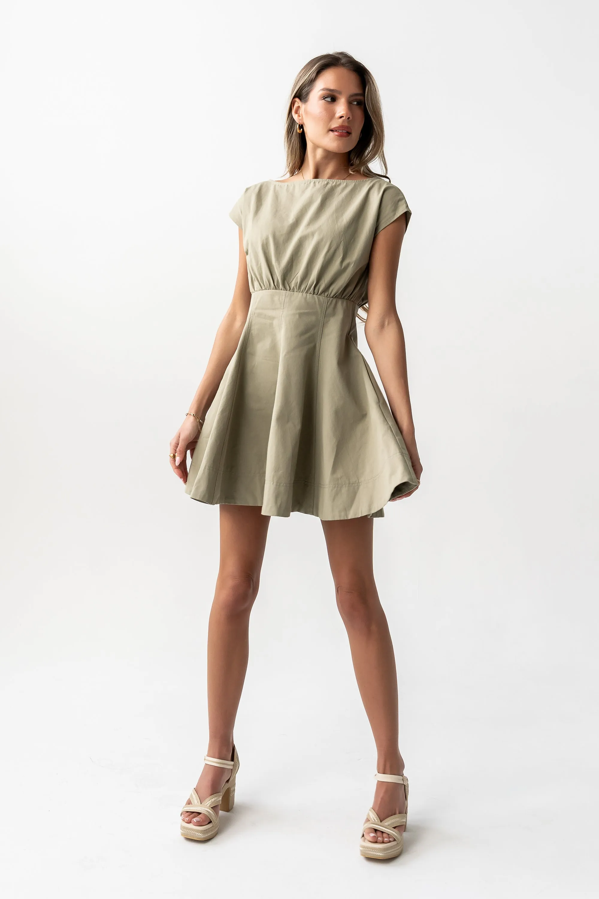 Kinzey Mini Dress in Olive sold by bohme product image thumbnail 2