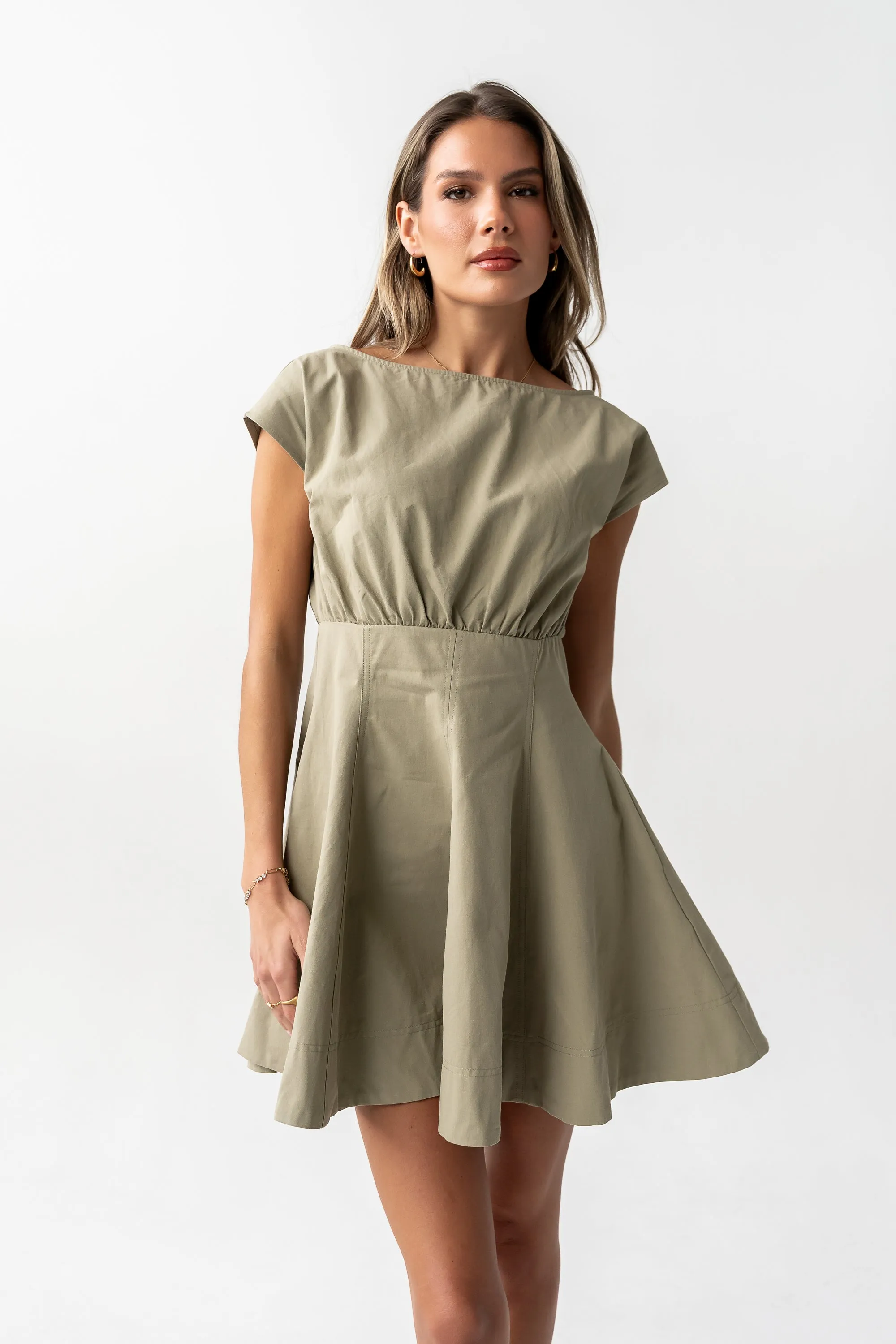 Kinzey Mini Dress in Olive sold by bohme product image thumbnail 4