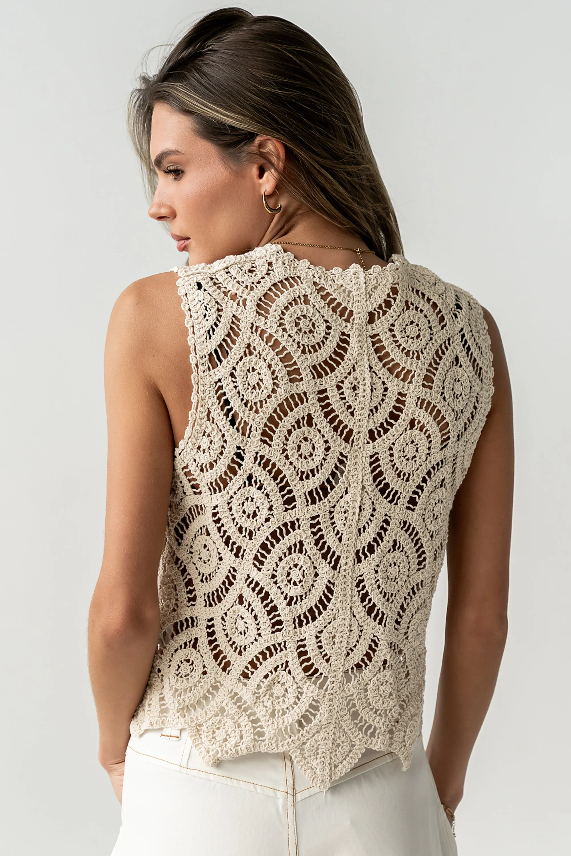 Vicky Crochet Vest in Tan sold by bohme product image thumbnail 5