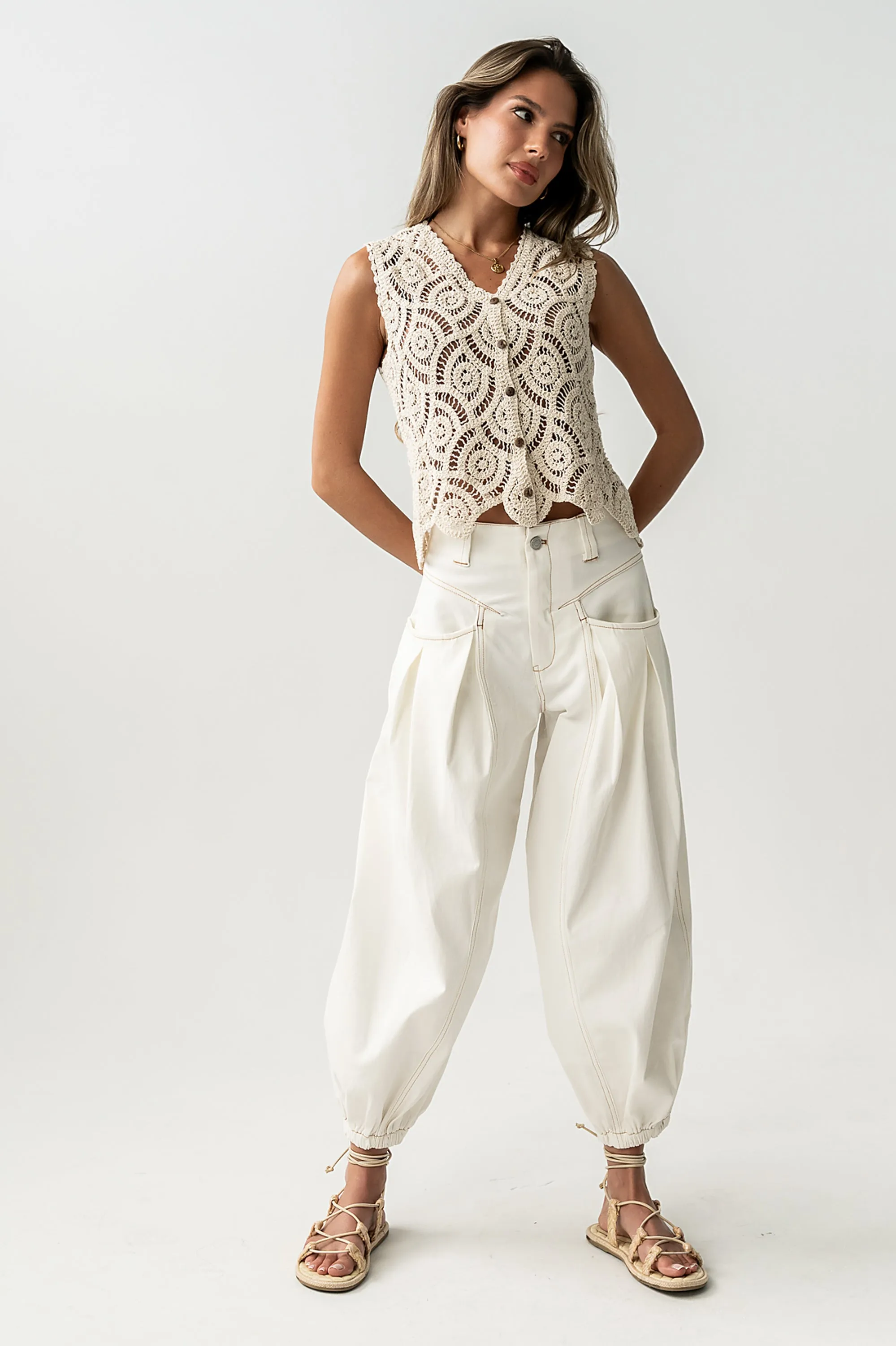 Vicky Crochet Vest in Tan sold by bohme product image thumbnail 2