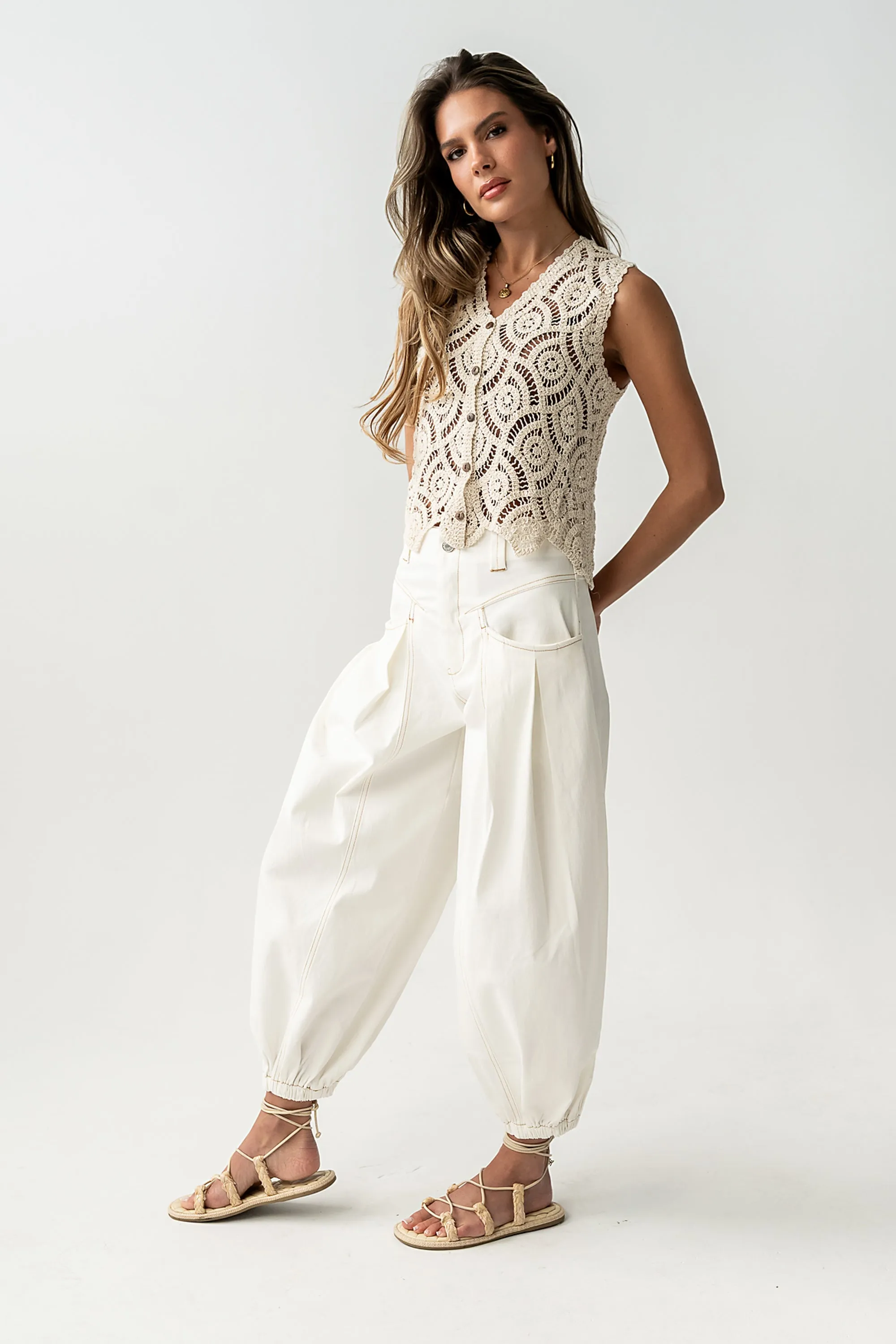 Vicky Crochet Vest in Tan sold by bohme product image thumbnail 3