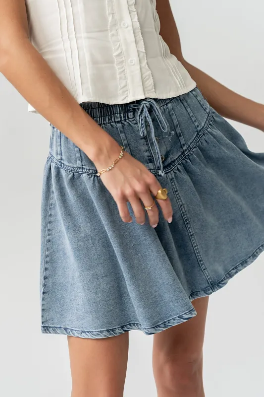 Tait Pleated Denim Mini Skirt made by bohme