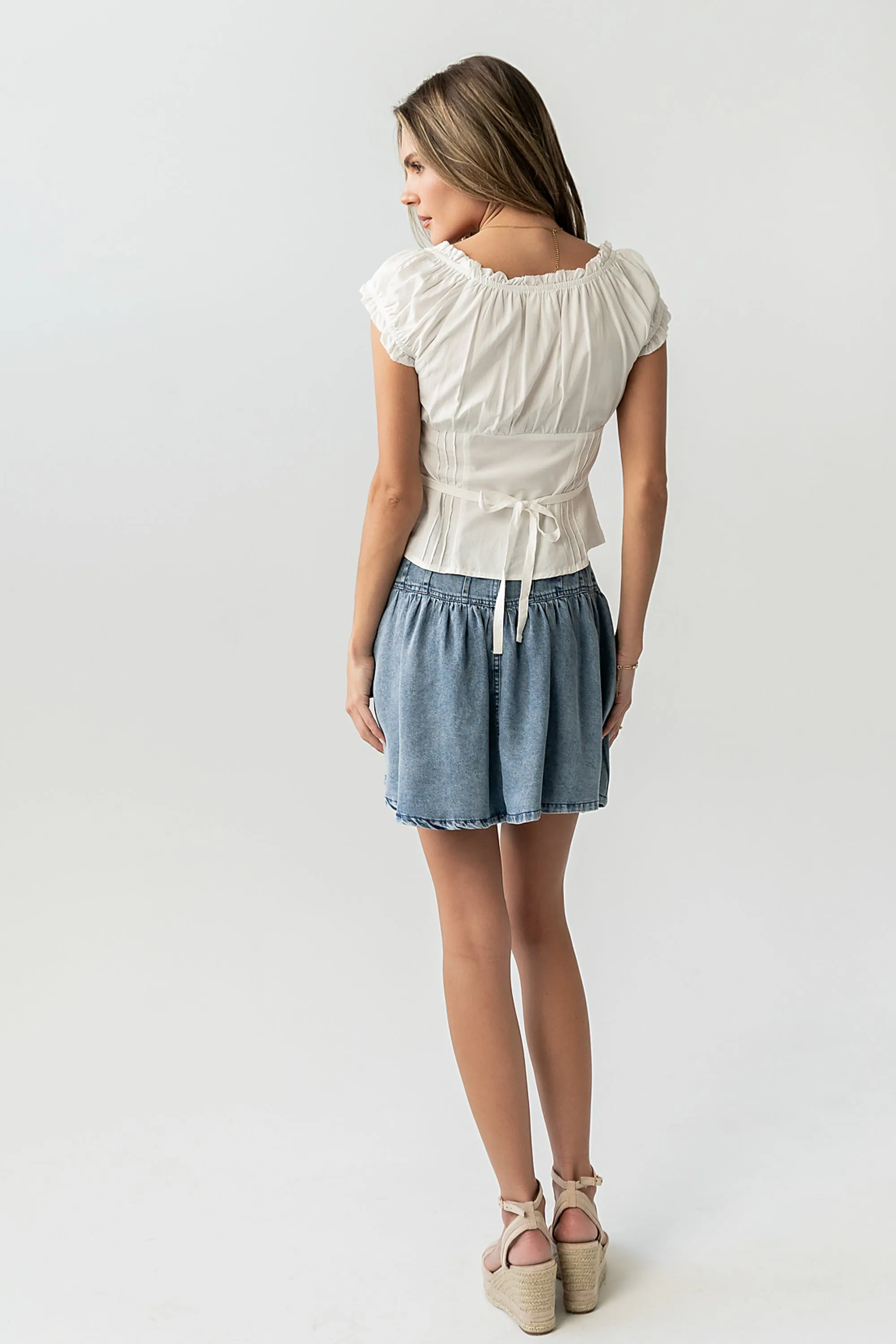 Tait Pleated Denim Mini Skirt sold by bohme product image thumbnail 3