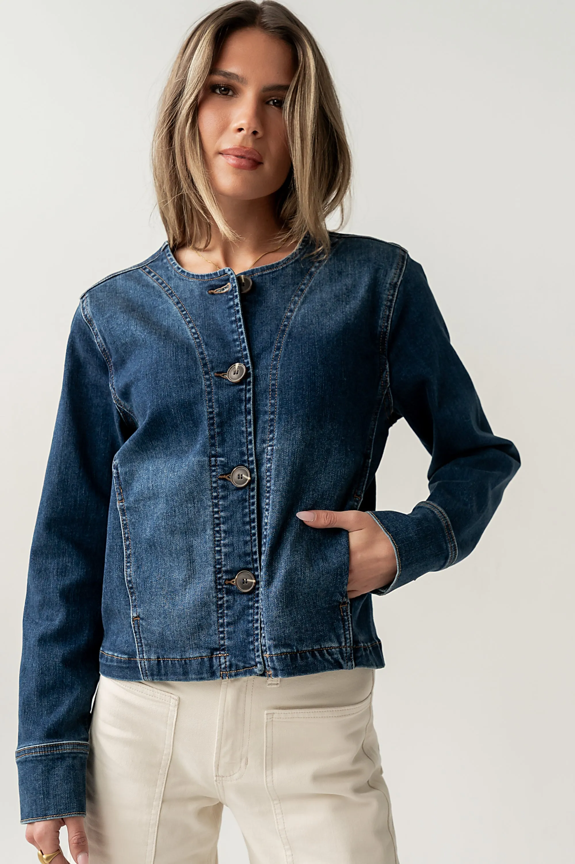 Cozette Barrel Jacket in Dark Wash sold by bohme product image thumbnail 3