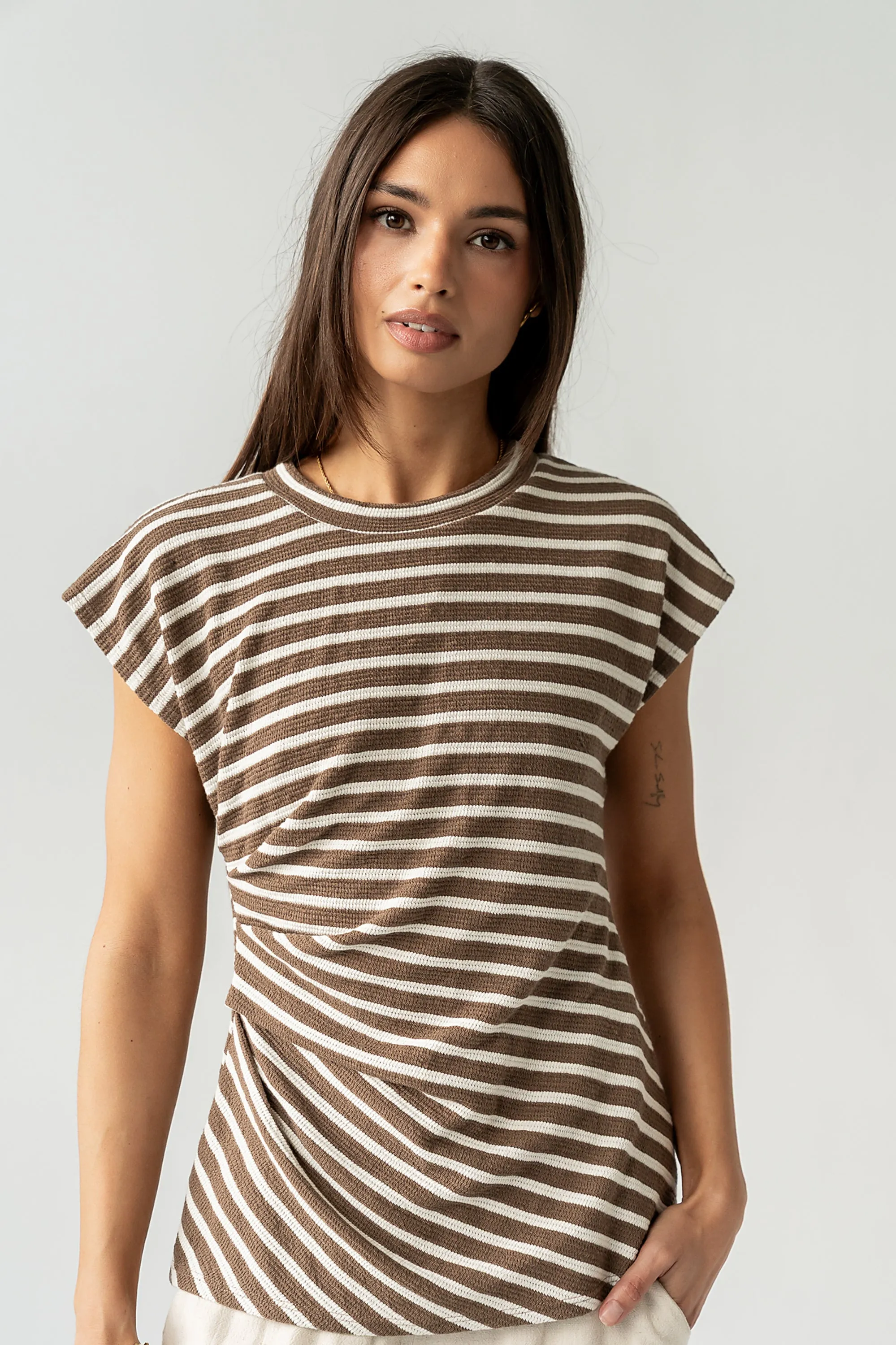 Devin Striped Top in Brown sold by bohme product image thumbnail 4