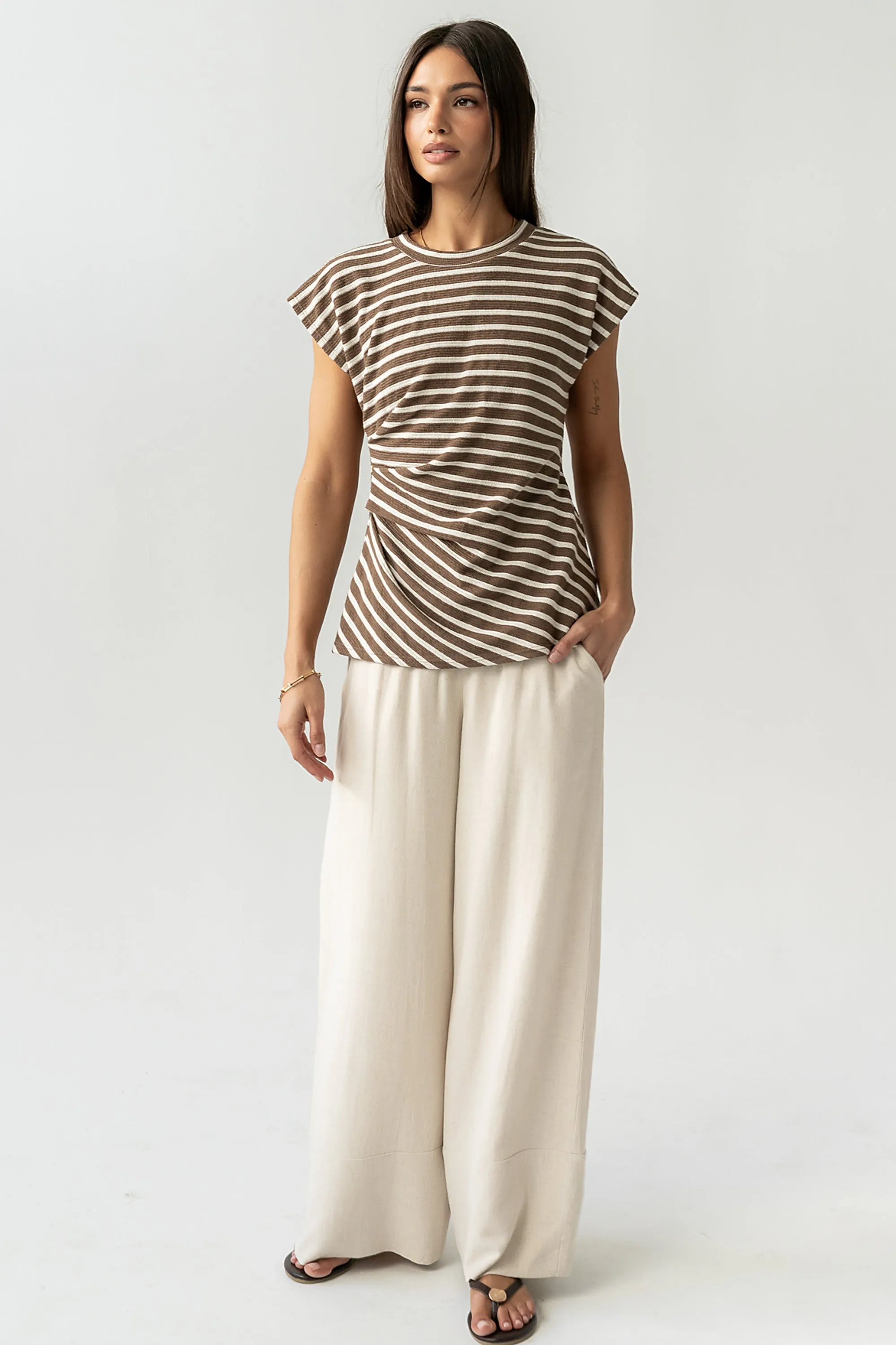 Devin Striped Top in Brown sold by bohme product image thumbnail 3