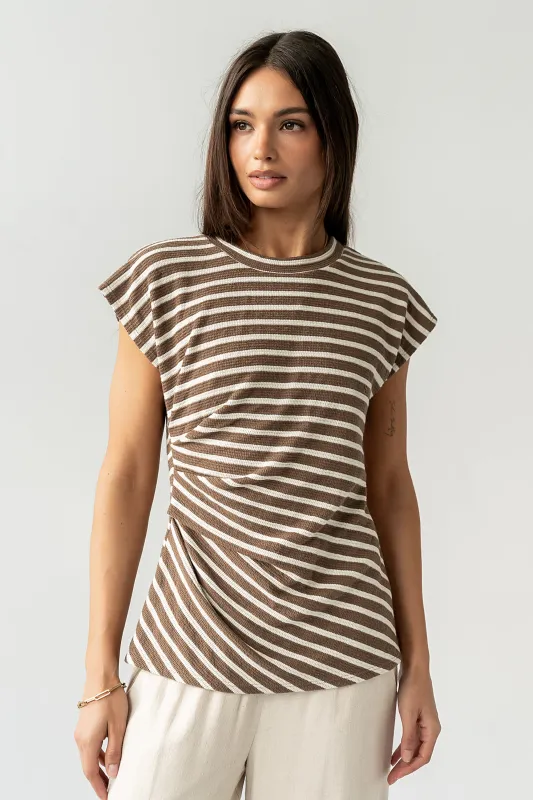 Devin Striped Top in Brown made by bohme