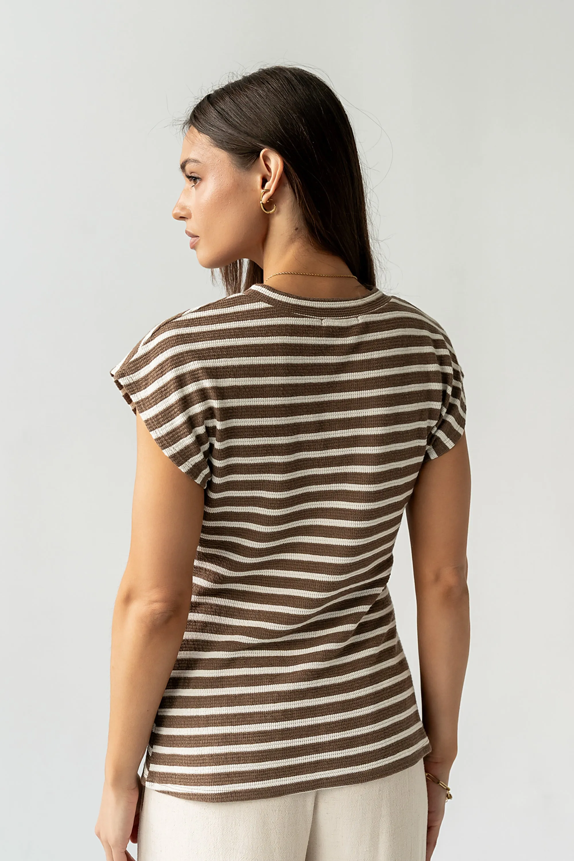 Devin Striped Top in Brown sold by bohme product image thumbnail 2
