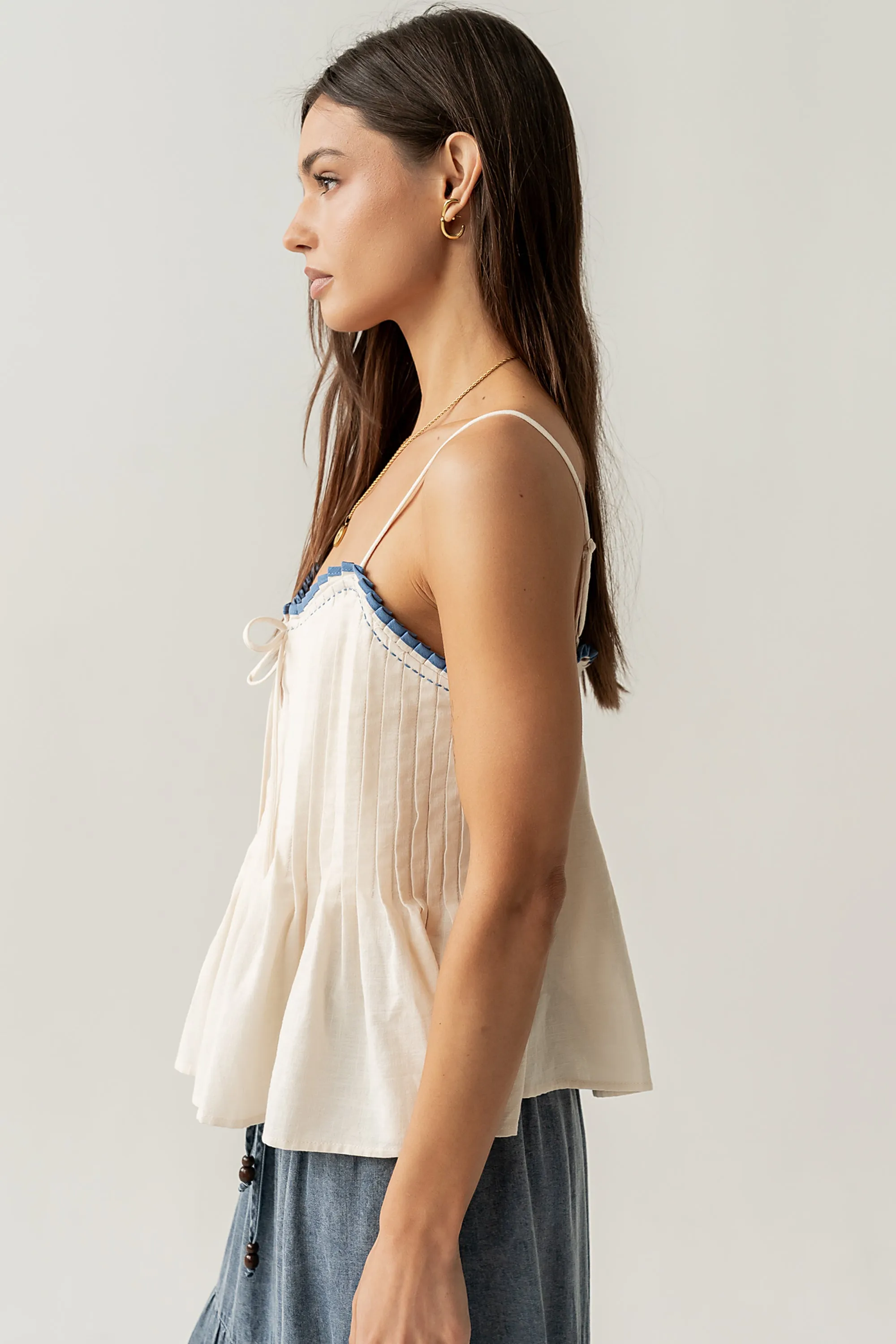 Mckell Peplum Tank Top in Natural sold by bohme product image thumbnail 3