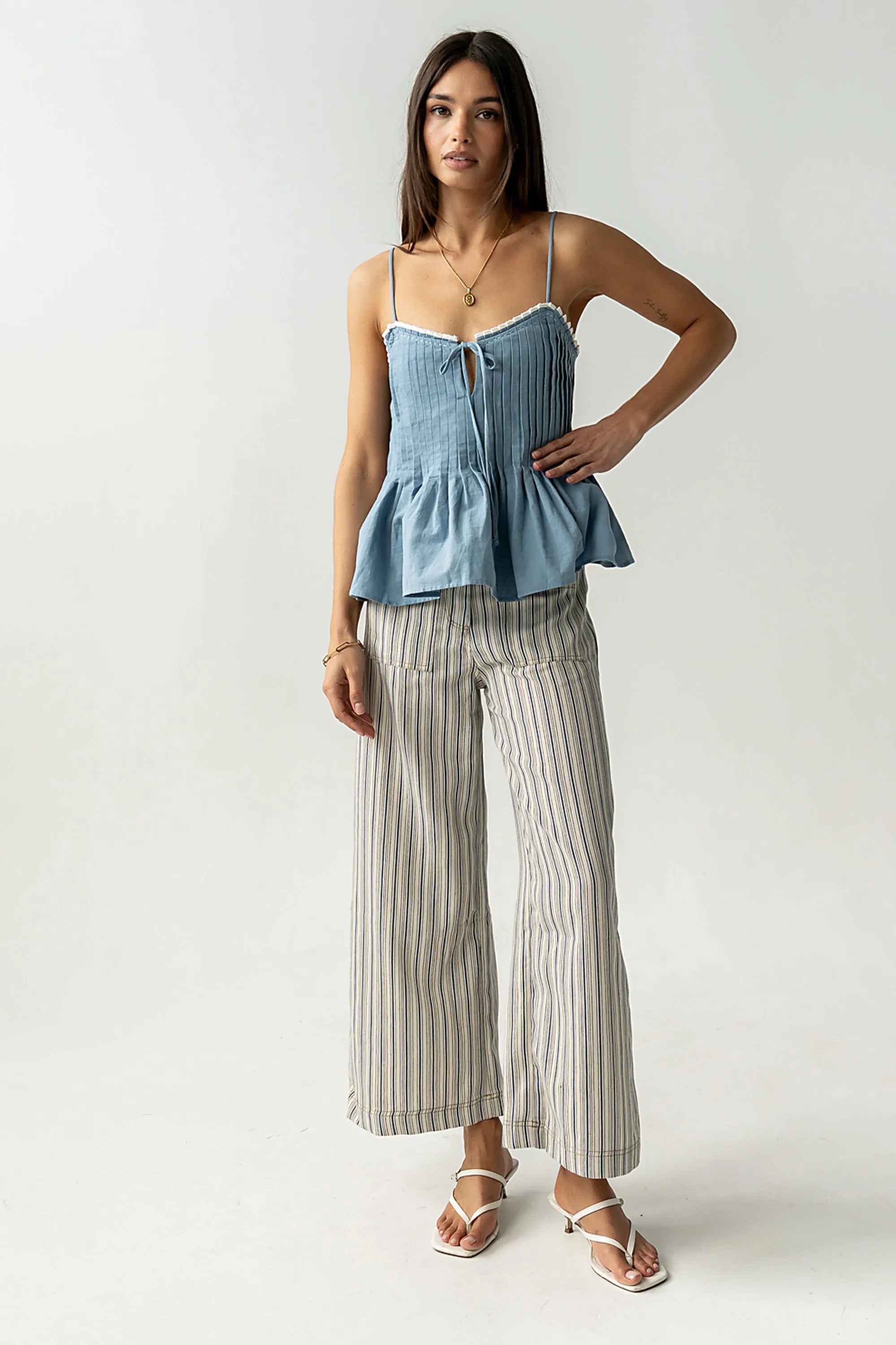 Mckell Peplum Tank Top in Blue - FINAL SALE sold by bohme product image thumbnail 3