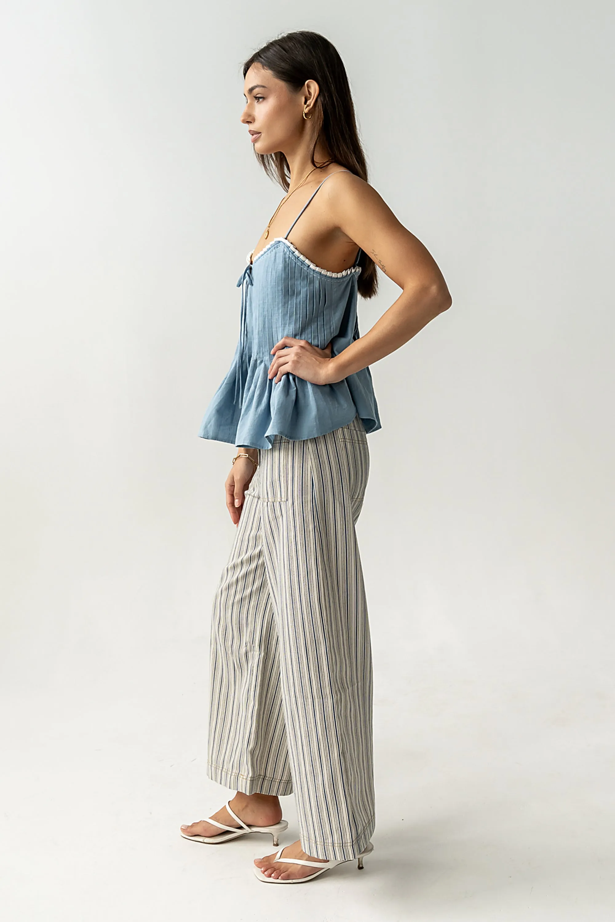 Mckell Peplum Tank Top in Blue - FINAL SALE sold by bohme product image thumbnail 2