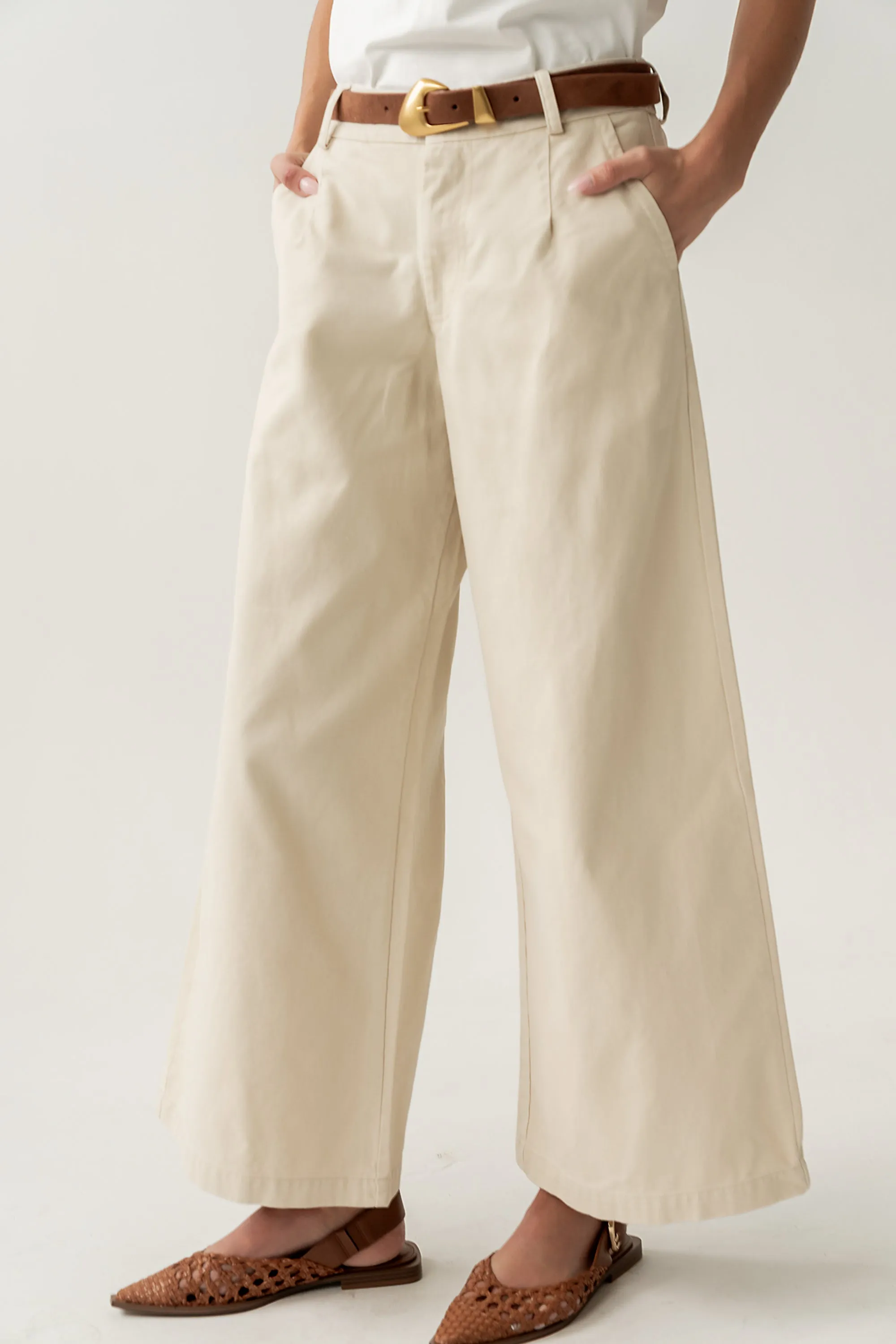 Jannah Wide Leg Pants in Ecru sold by bohme product image thumbnail 2