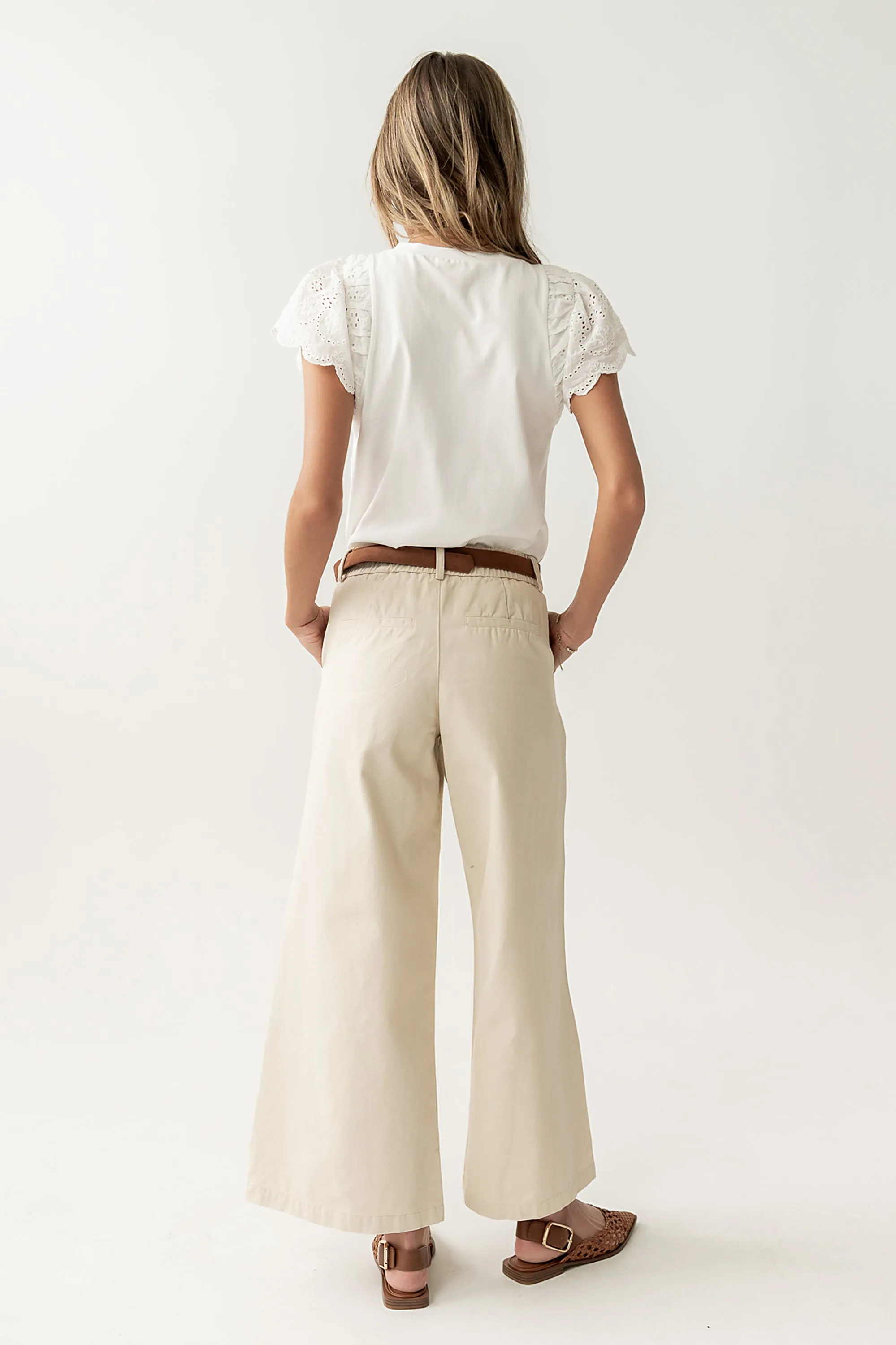 Jannah Wide Leg Pants in Ecru sold by bohme product image thumbnail 5