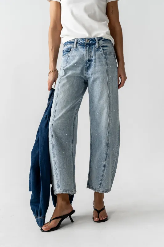 Kessie Rhinestone Barrel Jeans made by bohme