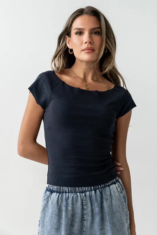 Lennox Knit Top in Navy made by bohme