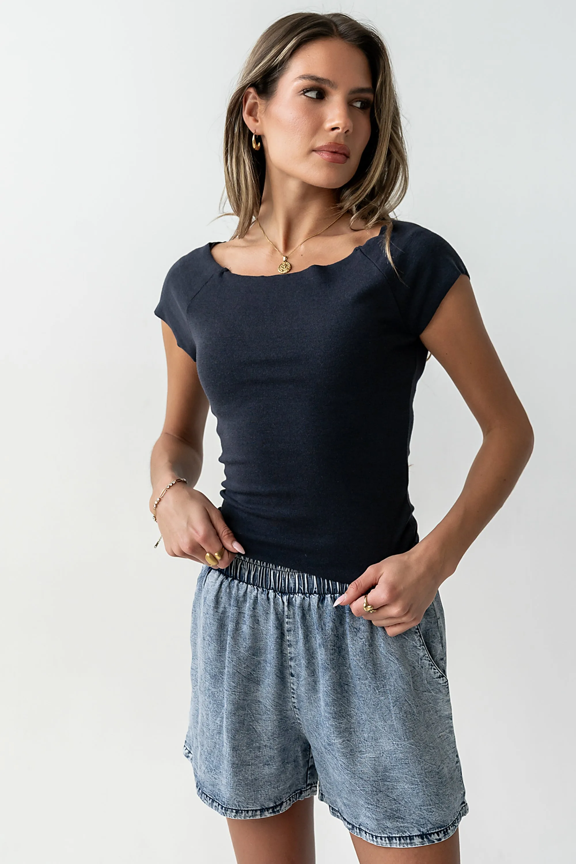 Lennox Knit Top in Navy sold by bohme product image thumbnail 5